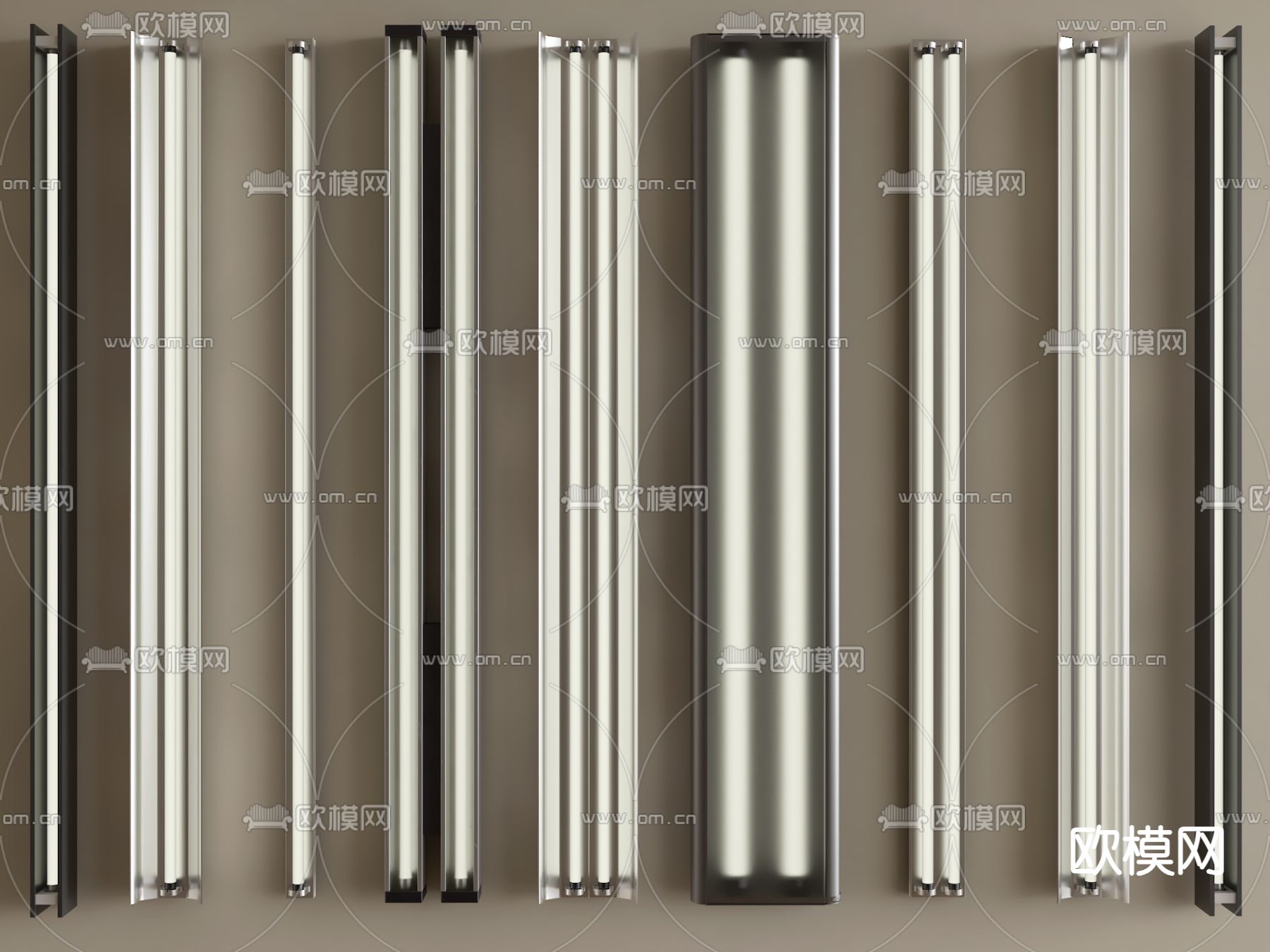 工业风LED日光灯 长条线性灯su模型下载（渲染图2）