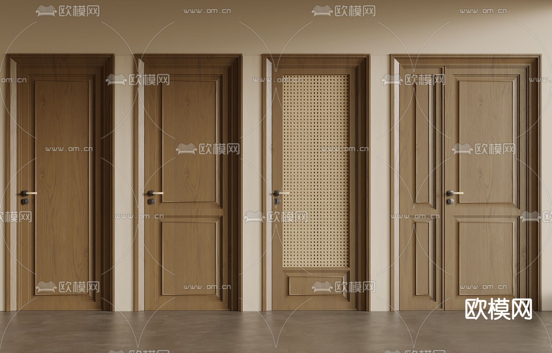 侘寂房门 卧室门 平开门3d模型下载