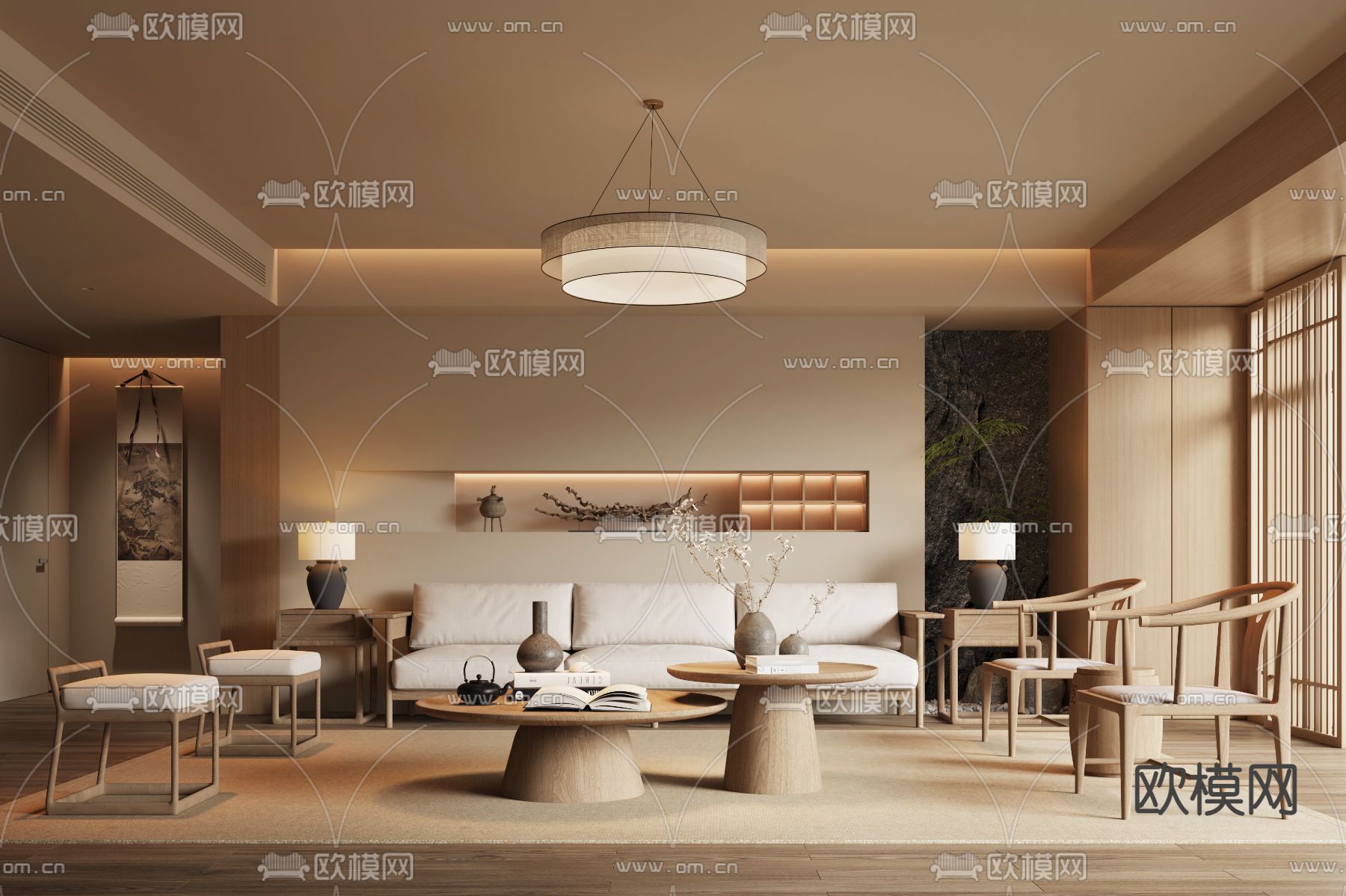 新中式客厅 宋氏美学3d模型下载