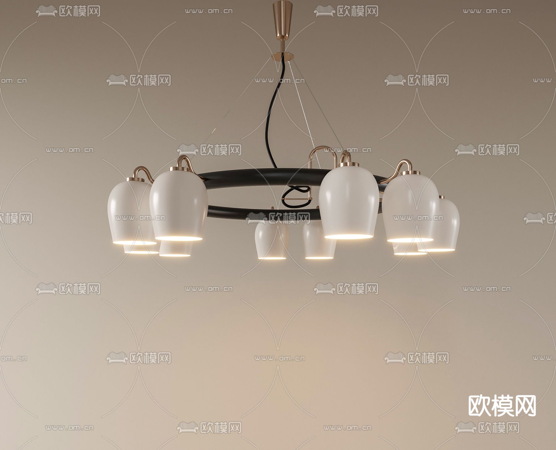 法式多头吊灯su模型下载（渲染图2）