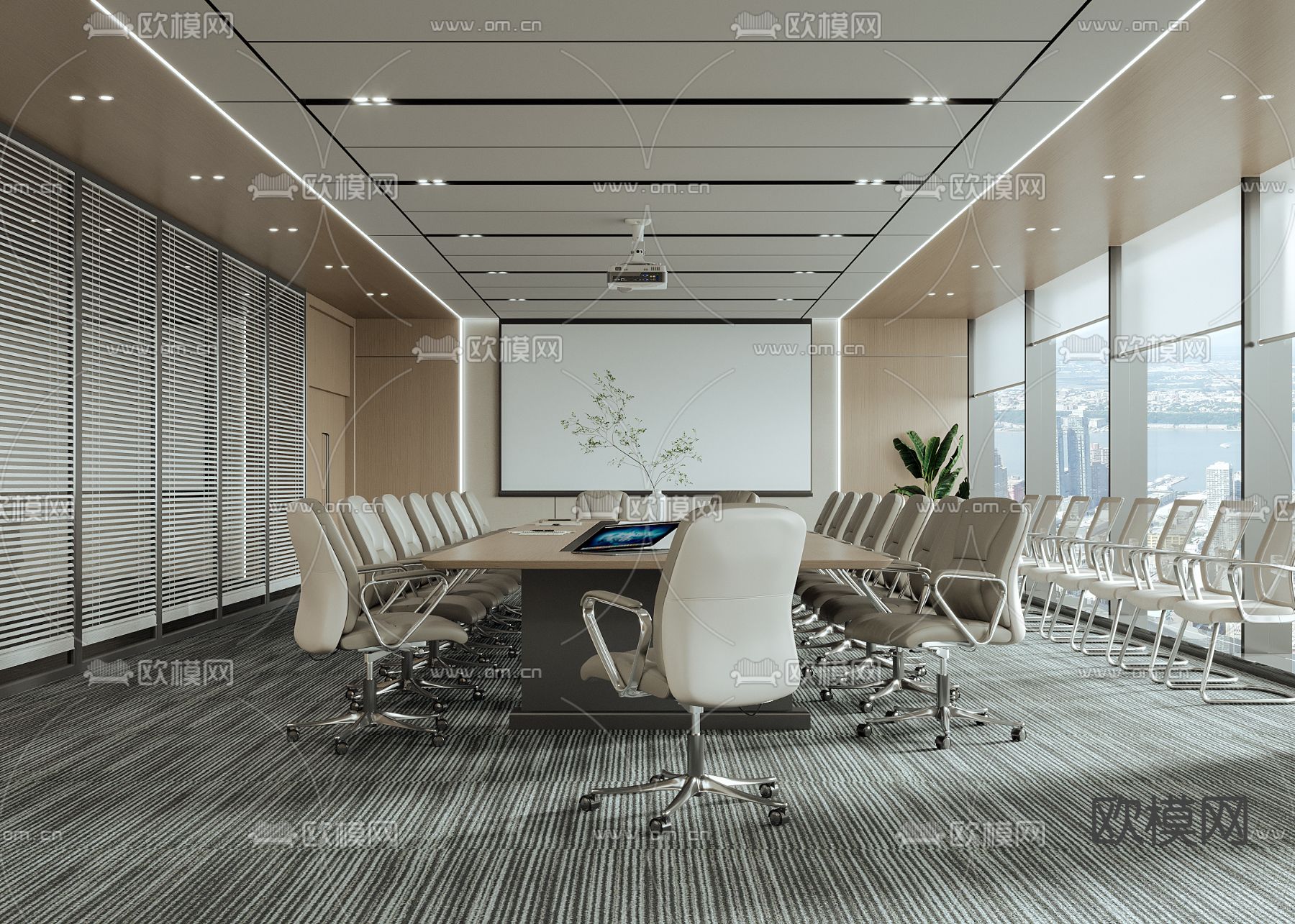 现代会议室3d模型下载