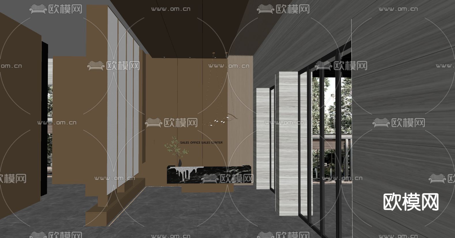 现代售楼处 前厅su模型下载（渲染图1）