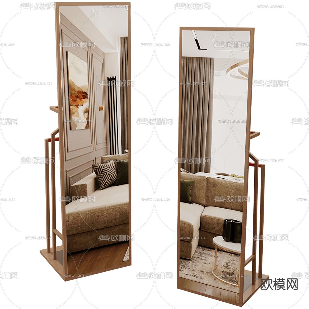 CPRN 中古风镜子 全身镜 落地镜 穿衣镜3d模型下载