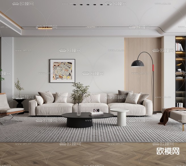 现代客厅3d模型下载(渲染图3)