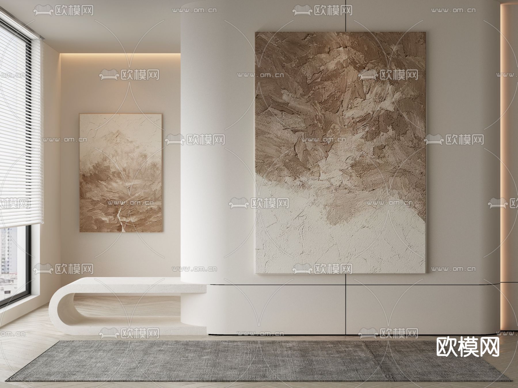 侘寂装饰画 挂画 油画3d模型下载