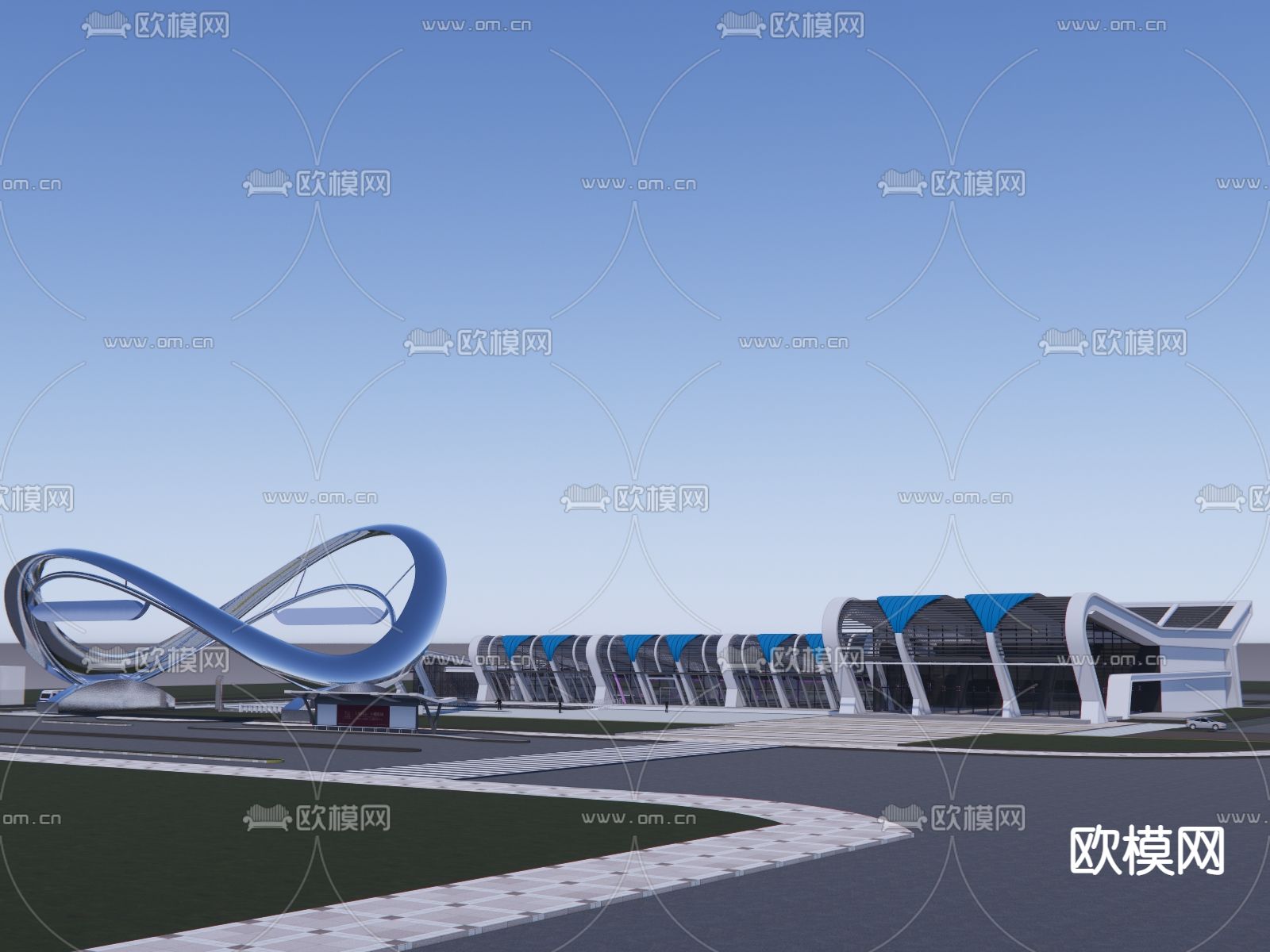 汽车站su模型下载（渲染图3）