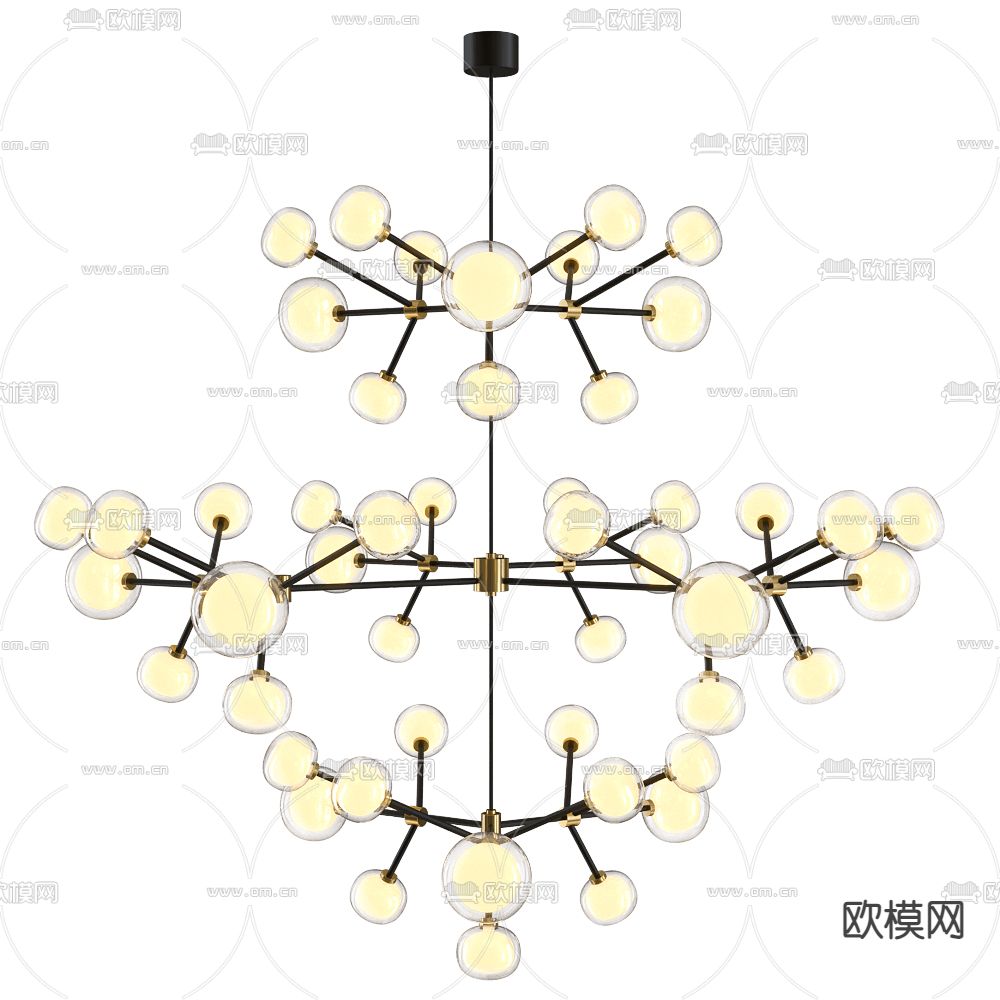 TOOY 轻奢吊灯 大堂灯 装饰灯3d模型下载