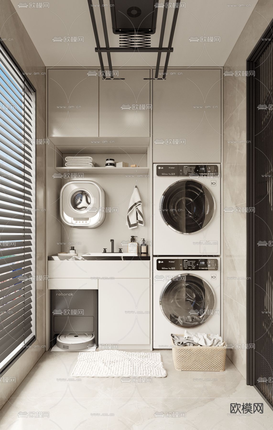 现代阳台 阳台柜 洗衣柜3d模型下载