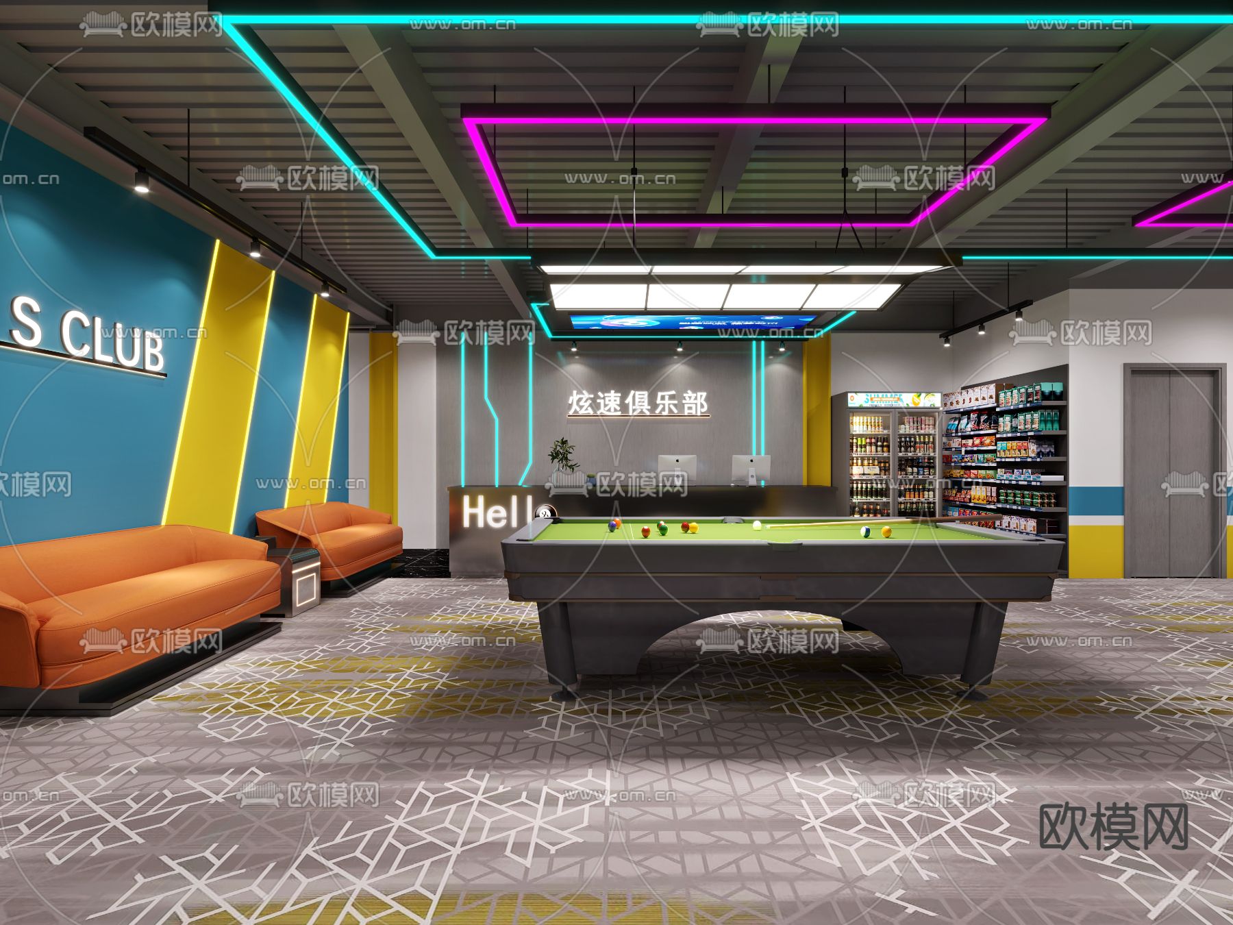 台球厅 台球馆3d模型下载（渲染图4）