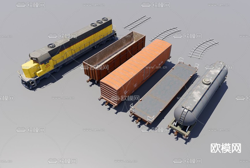 火车 货车 卡车3d模型下载(渲染图1)