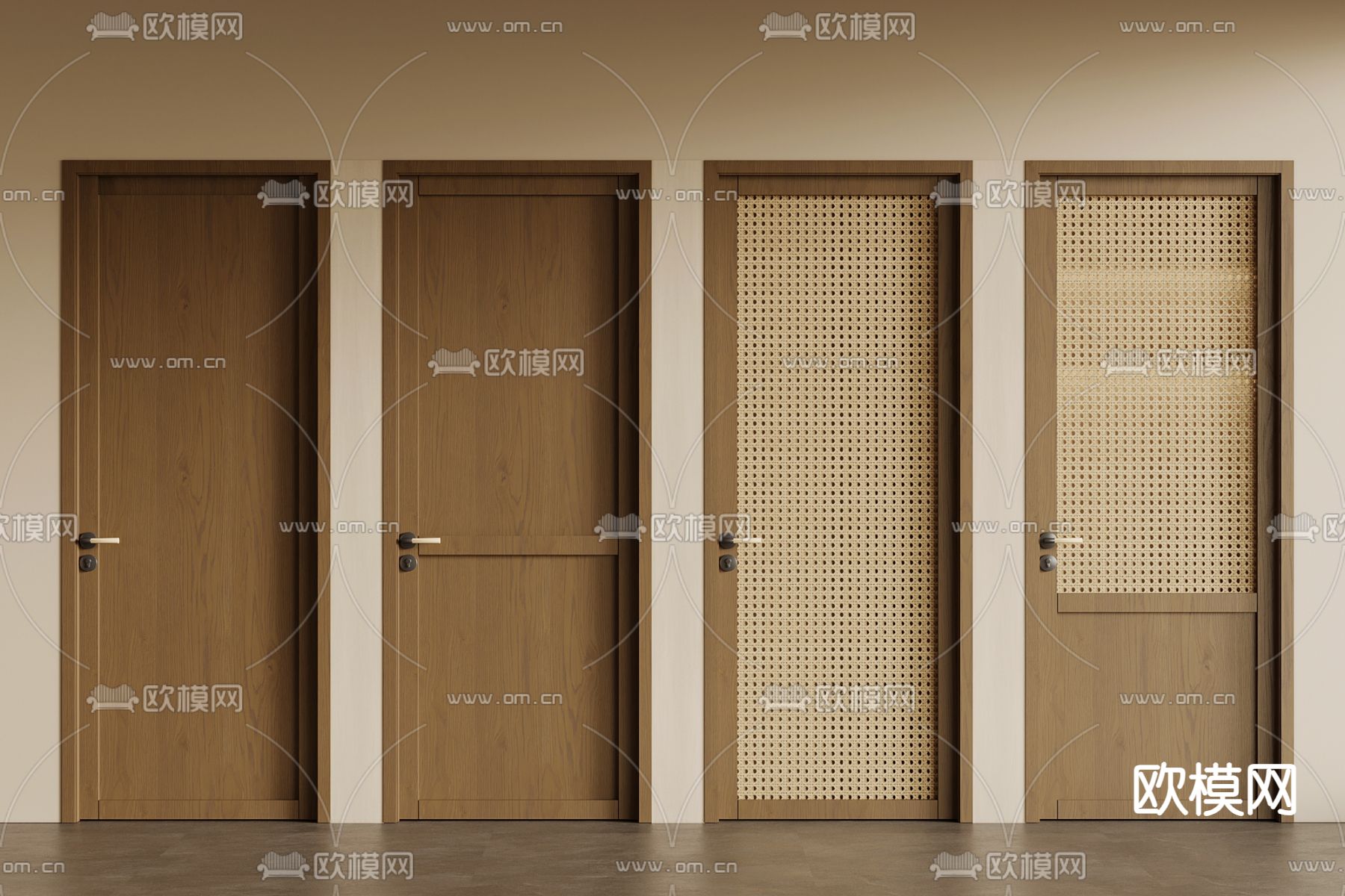 侘寂房门 卧室门 平开门3d模型下载