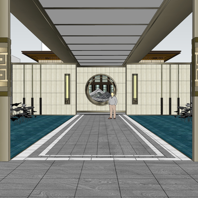  示范区 售楼部 先行区su模型 