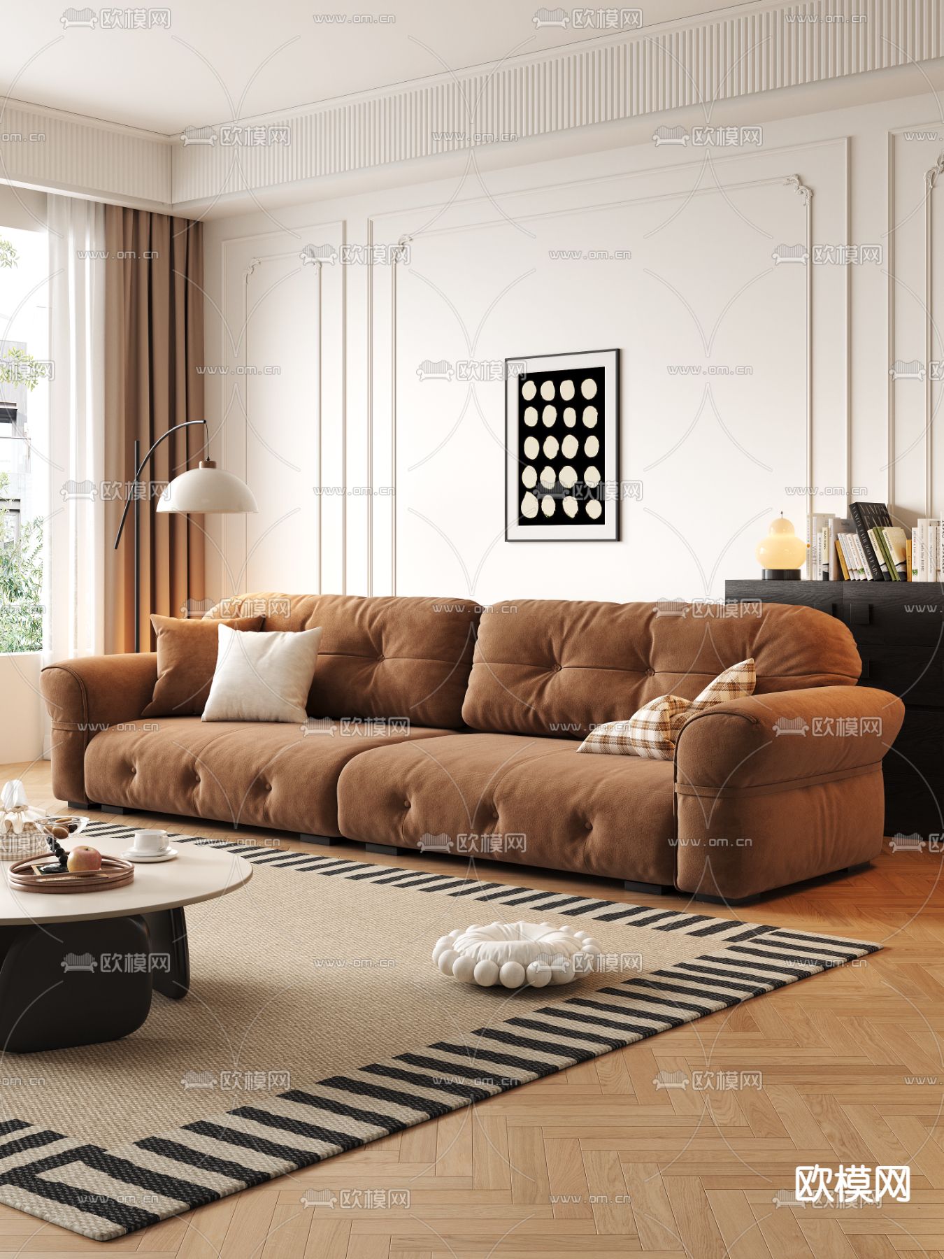 中古风沙发 双人沙发3d模型下载