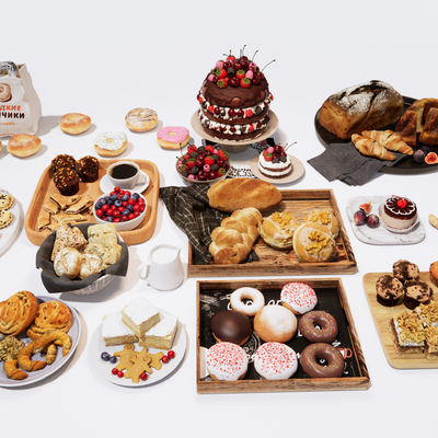  面包蛋糕 糕点 甜点su模型 