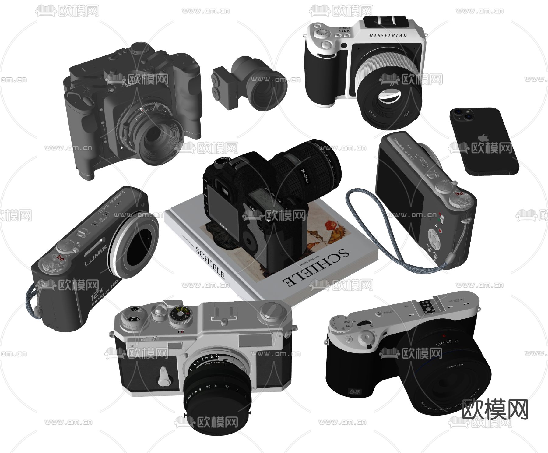 单反相机 数码照相机 摄像机镜头su模型下载（渲染图1）