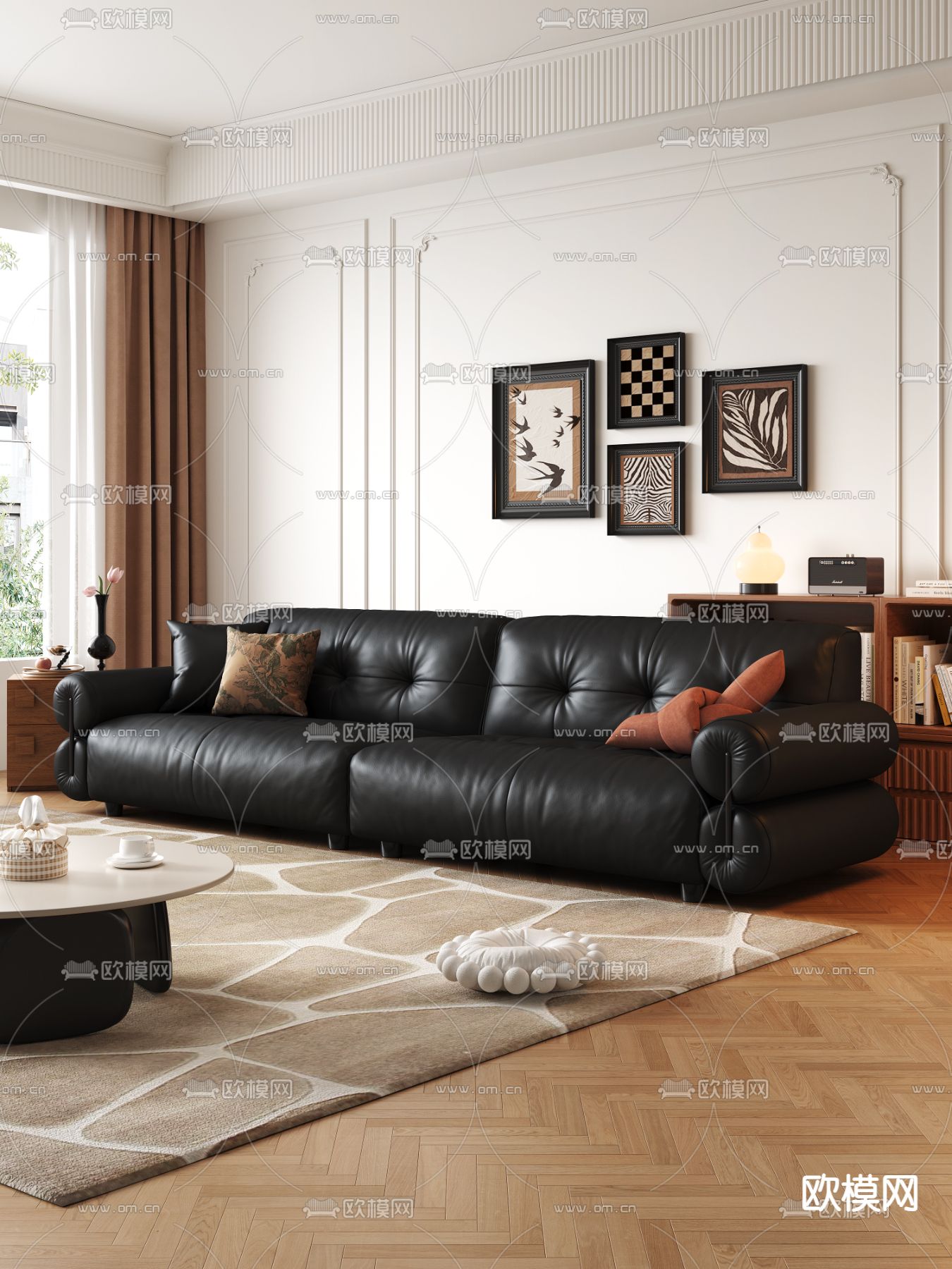 双人沙发 皮革沙发3d模型下载