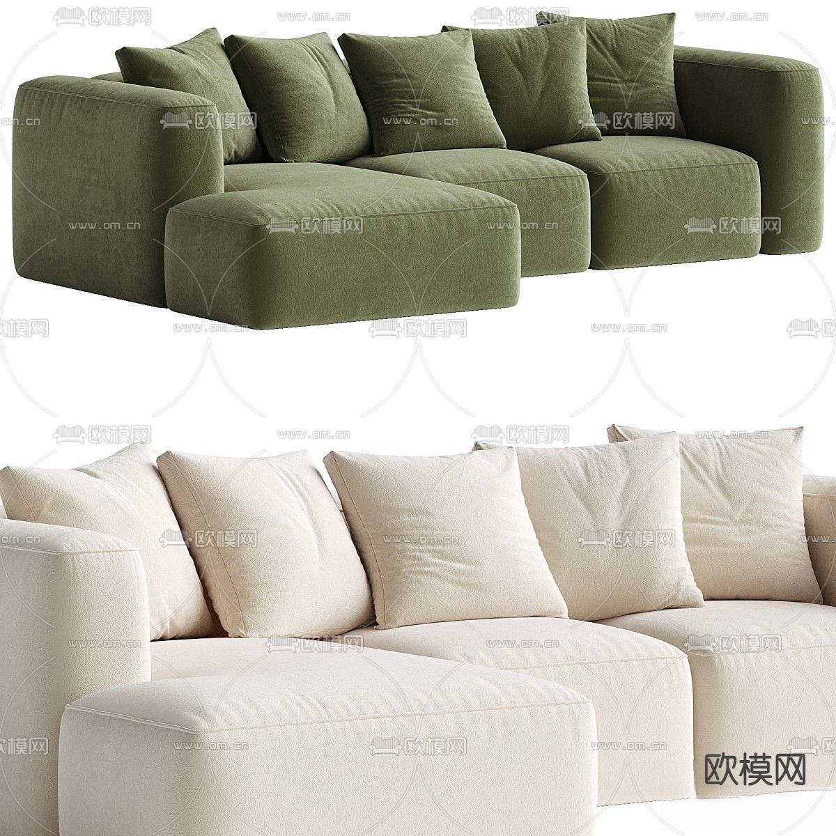 Downtime 转角沙发 角形影院沙发3d模型下载（渲染图2）