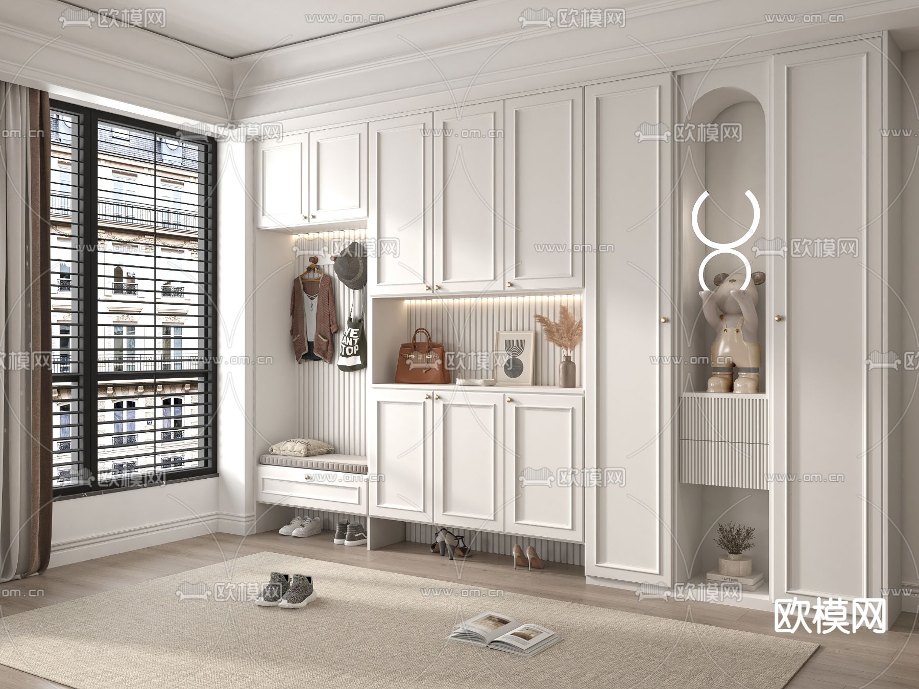 简欧鞋柜 鞋帽柜3d模型下载