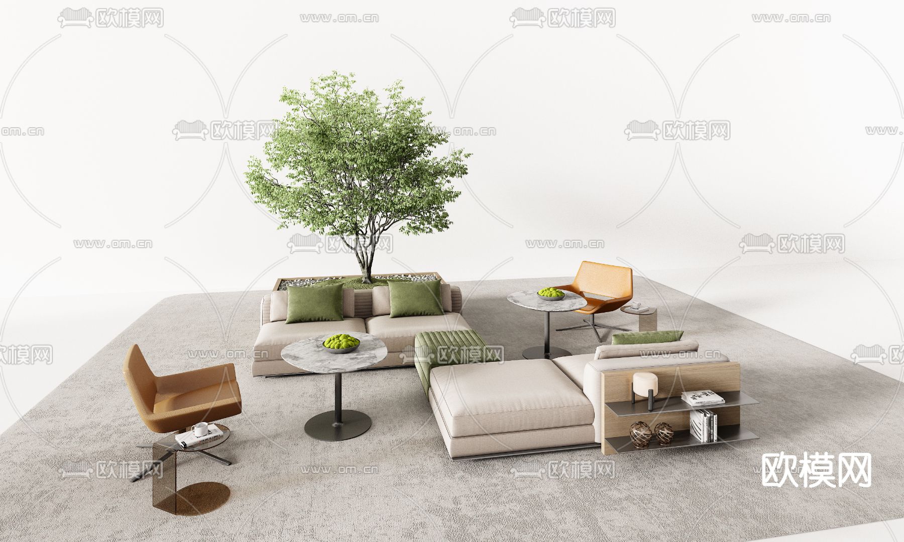 办公大堂沙发 组合沙发su模型下载（渲染图2）