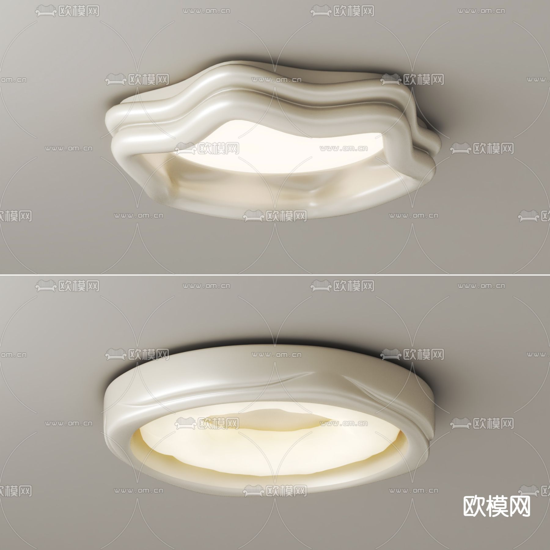 奶油风吸顶灯su模型下载（渲染图2）