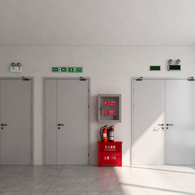  消防门 防火门 消防栓 消防器材su模型 