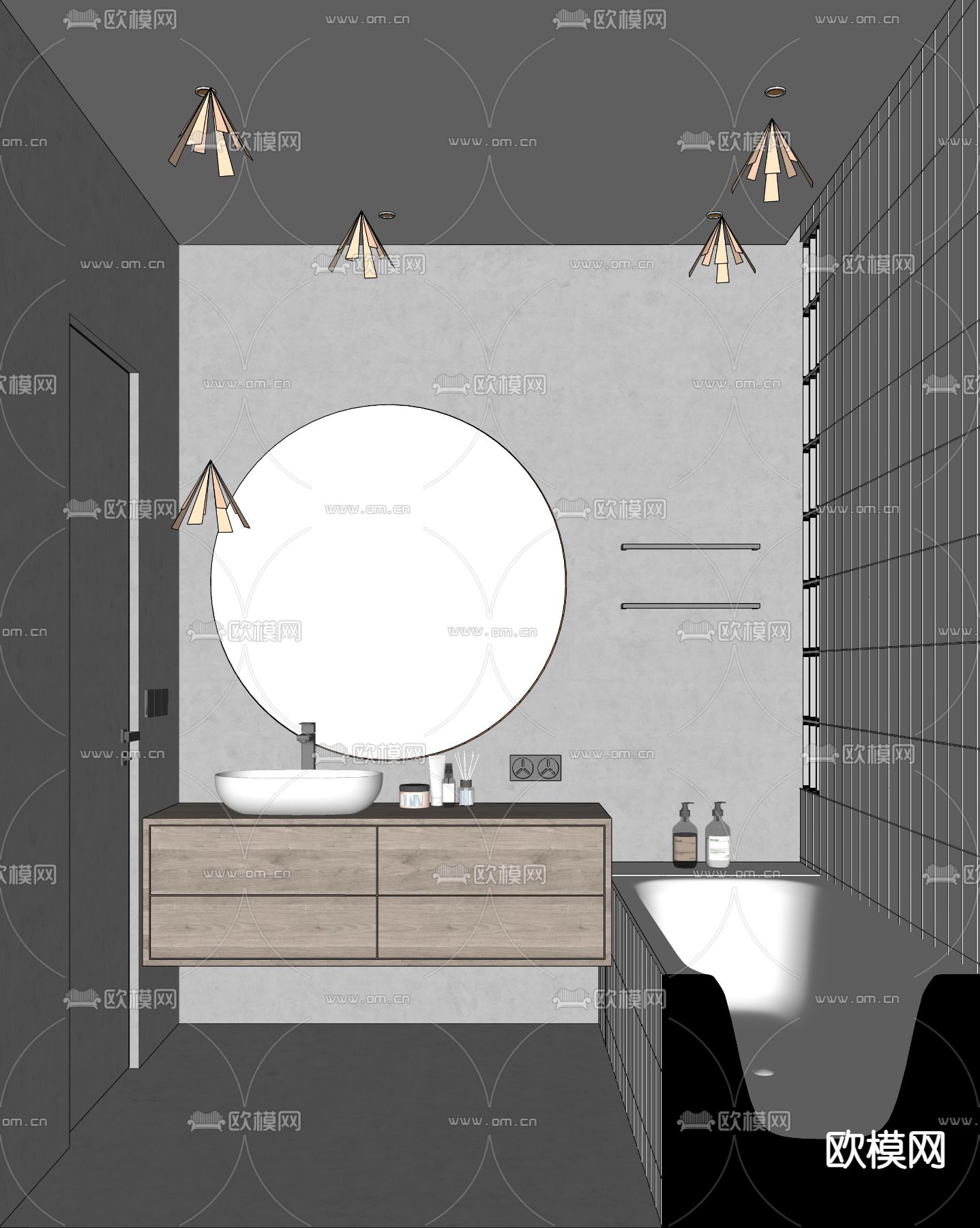 侘寂卫生间 浴室 洗手间su模型下载（渲染图2）