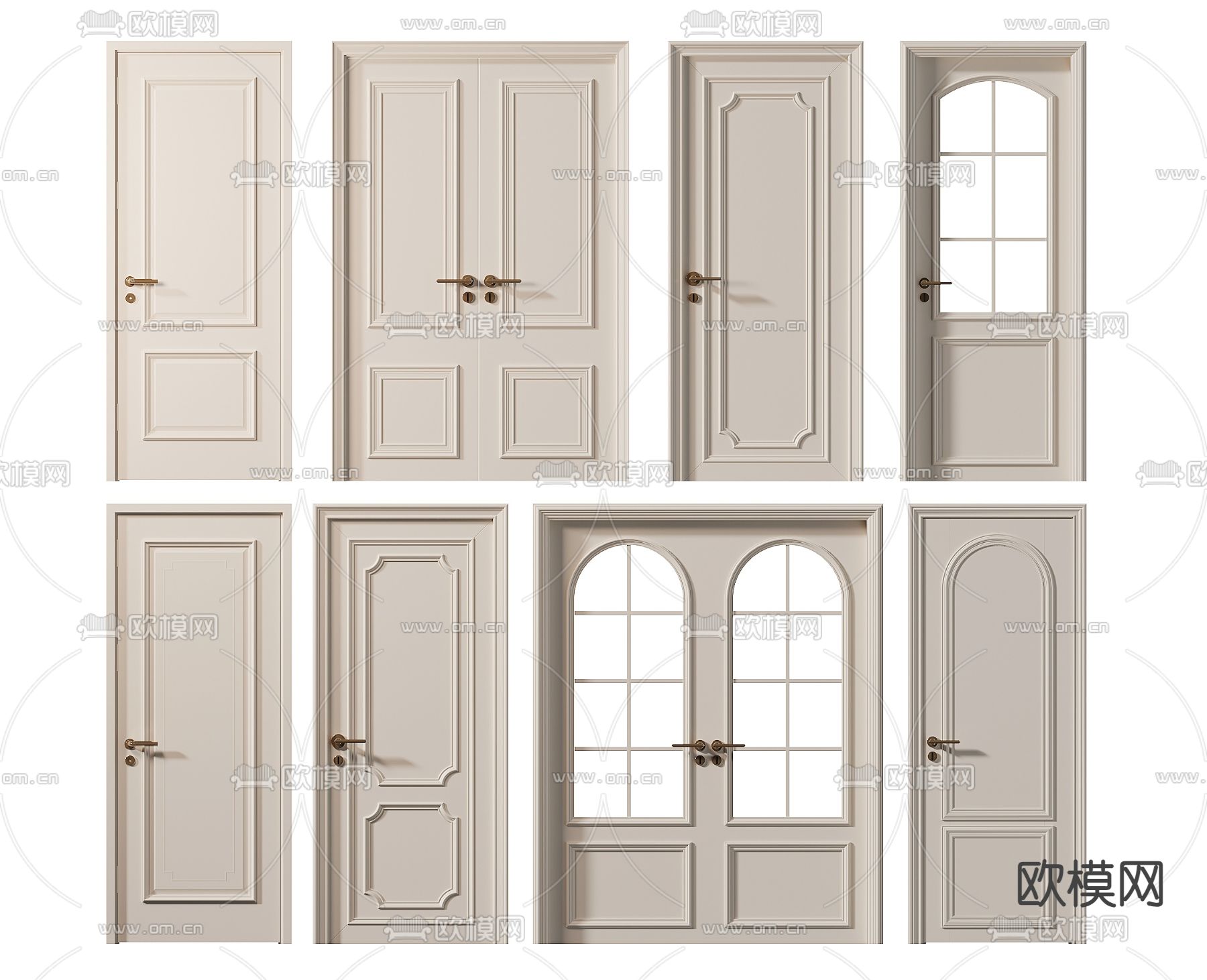简欧门 双开门 卧室门 单开门3d模型下载
