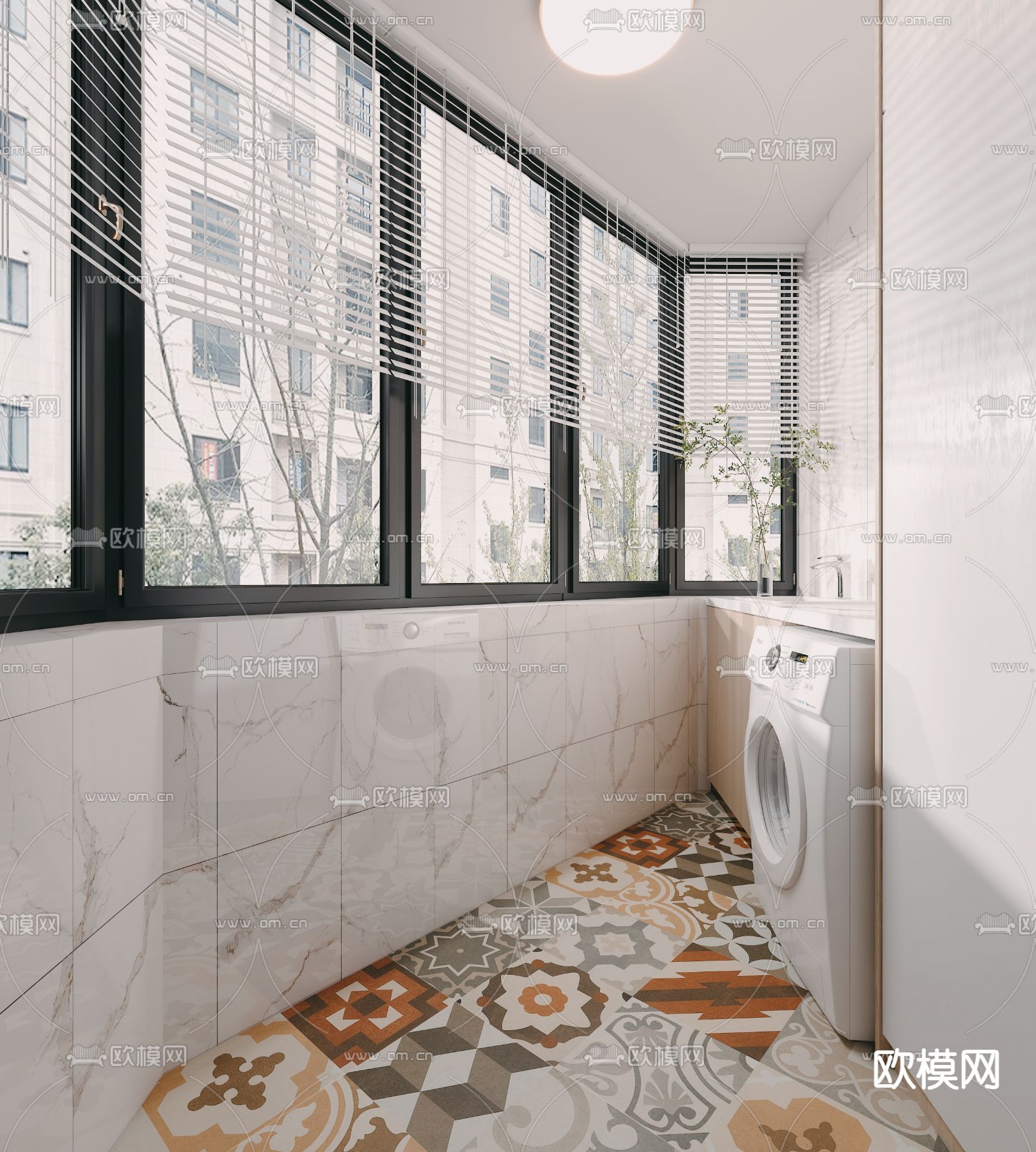 生活阳台 洗衣房3d模型下载