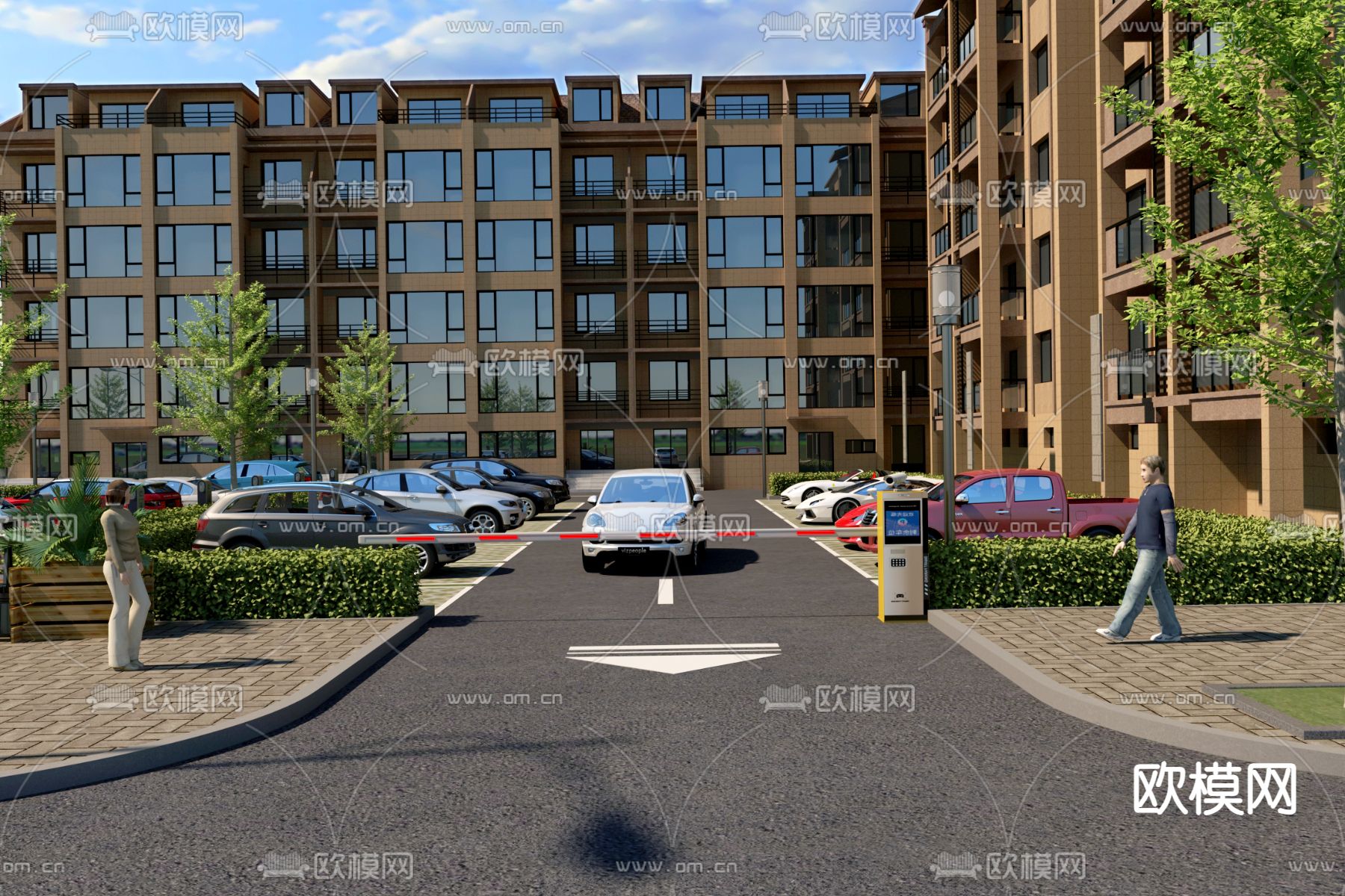 户外停车场3d模型下载（渲染图1）