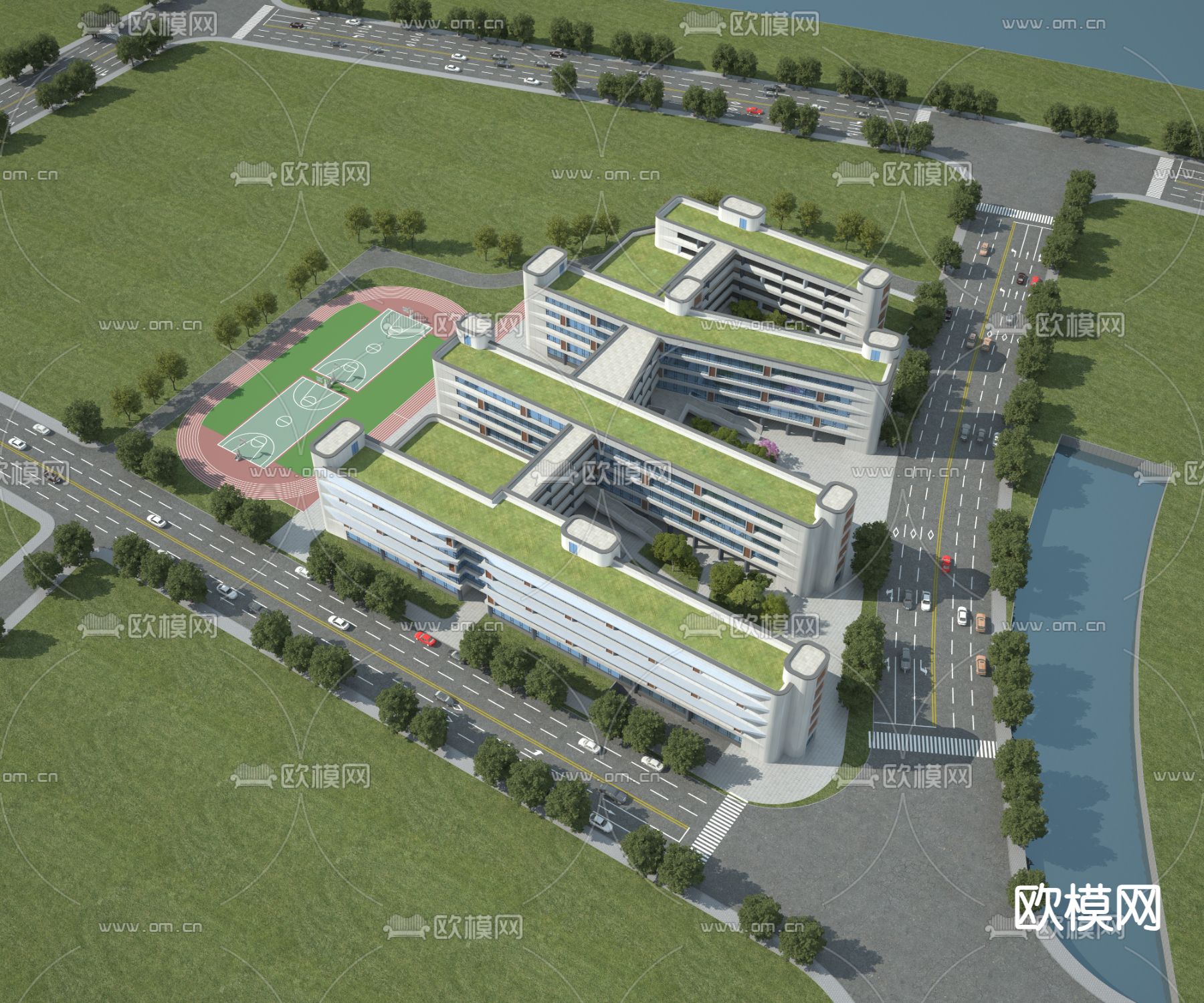 学校鸟瞰3d模型下载