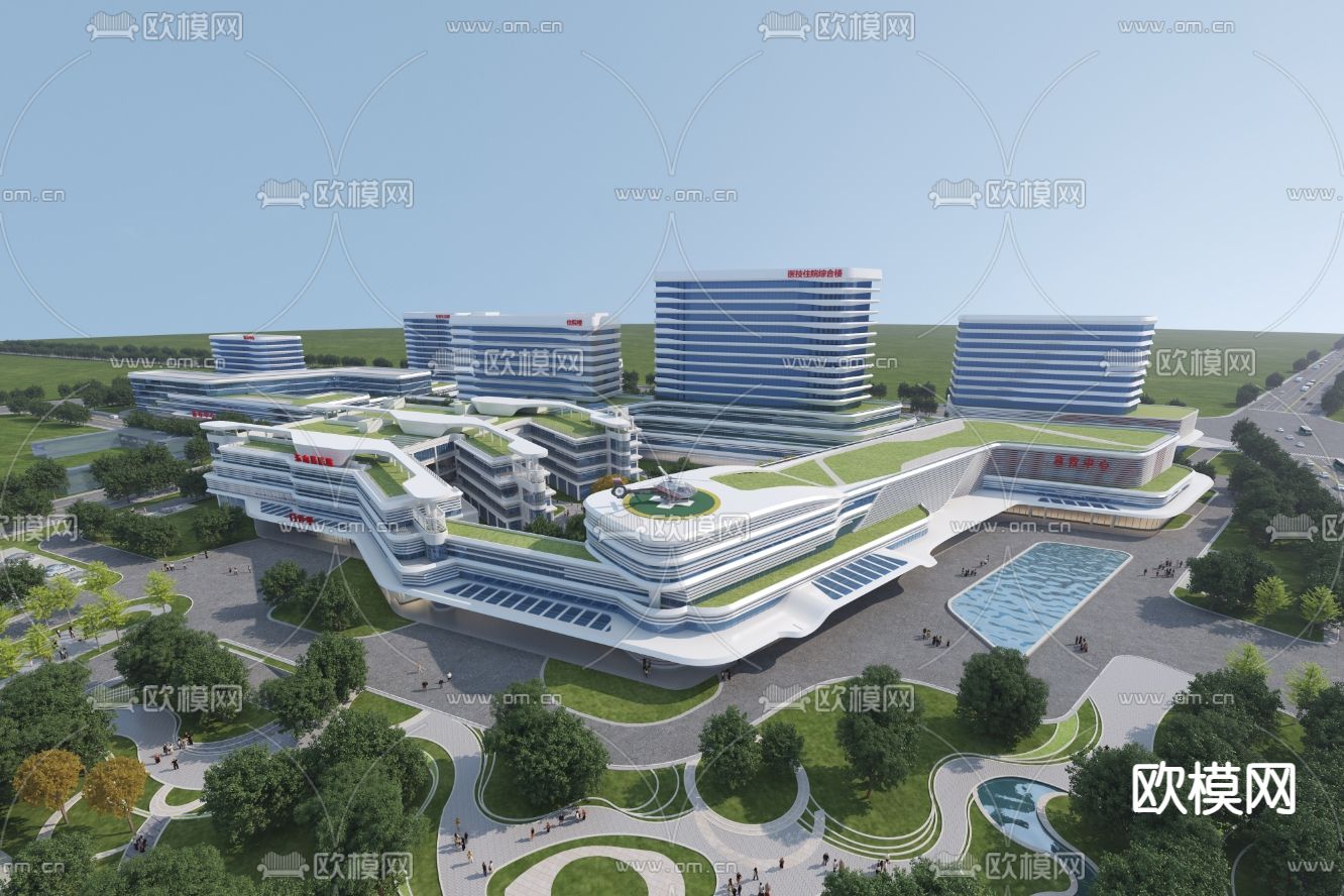 医院鸟瞰3d模型下载