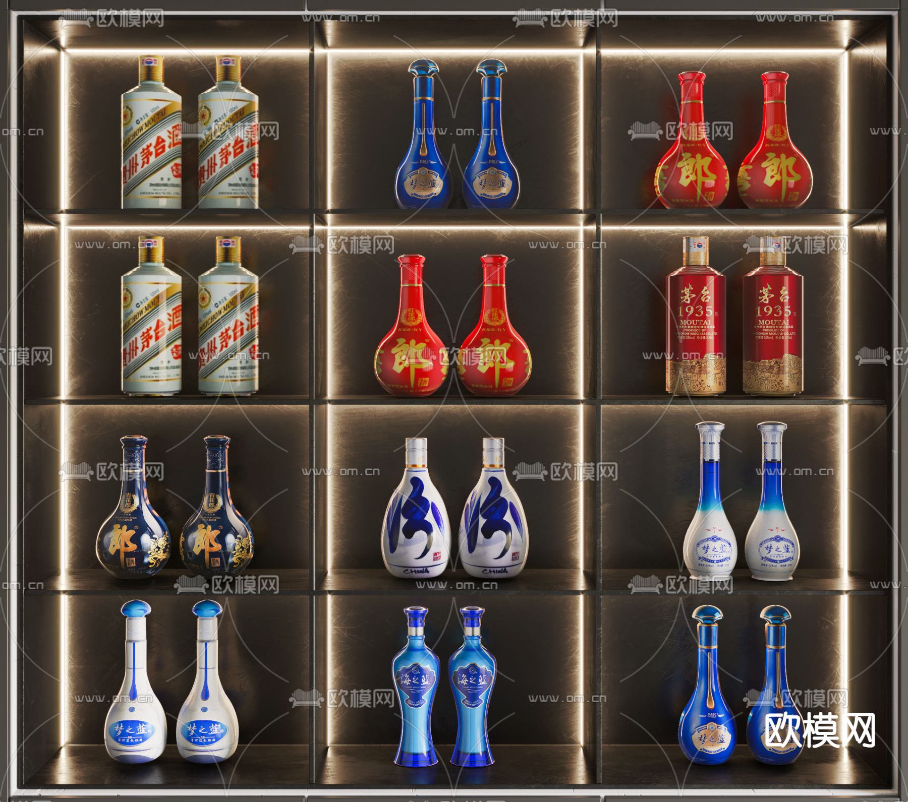 现代白酒su模型下载（渲染图2）