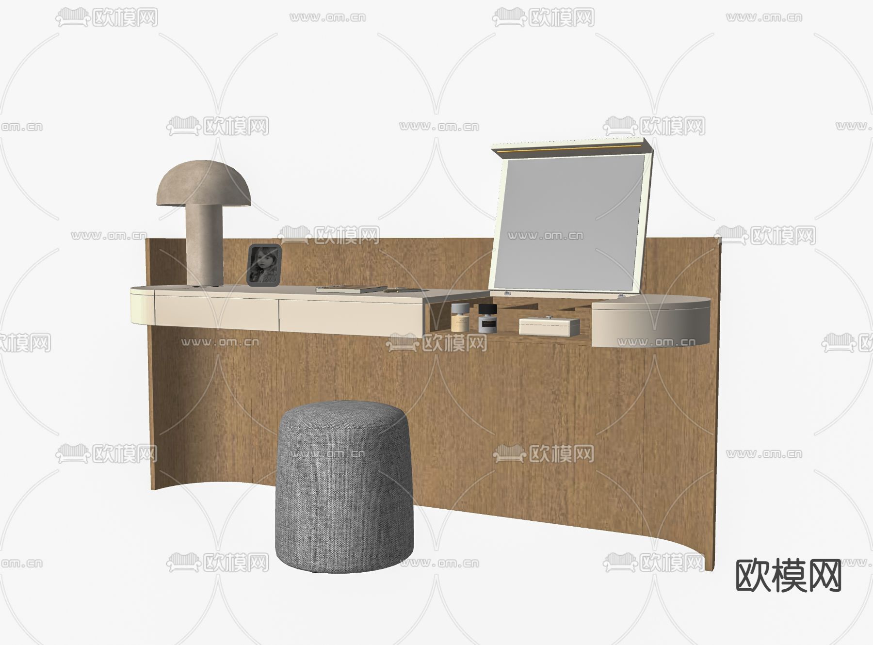 现代梳妆台su模型下载（渲染图1）