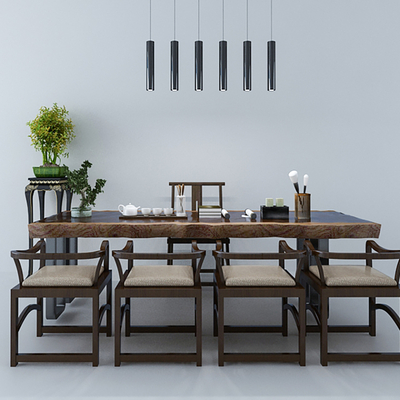 新中式茶桌 书桌su模型