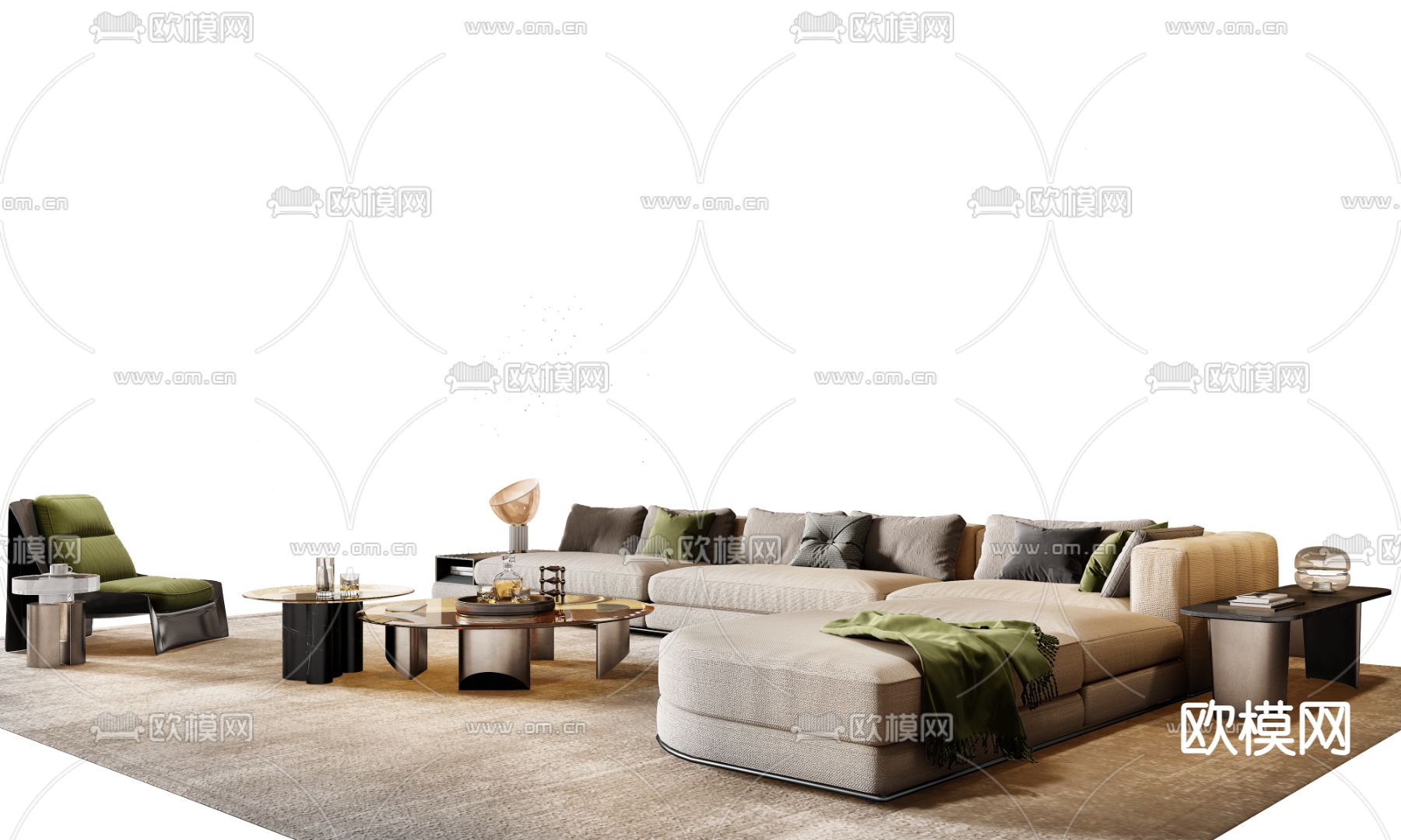 Minotti 组合沙发su模型下载（渲染图2）