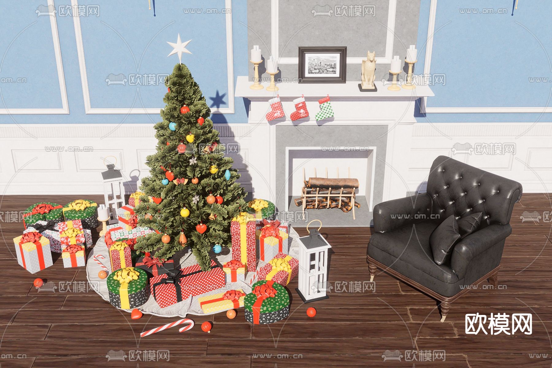 圣诞装饰套件 摆件3d模型下载（渲染图2）