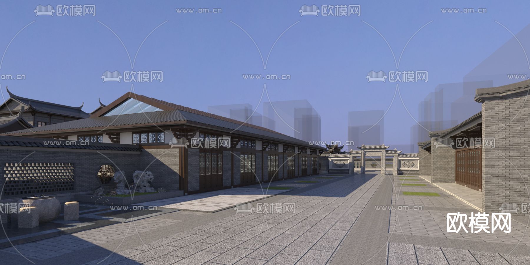 中式古建 阁楼 庭院3d模型下载（渲染图3）