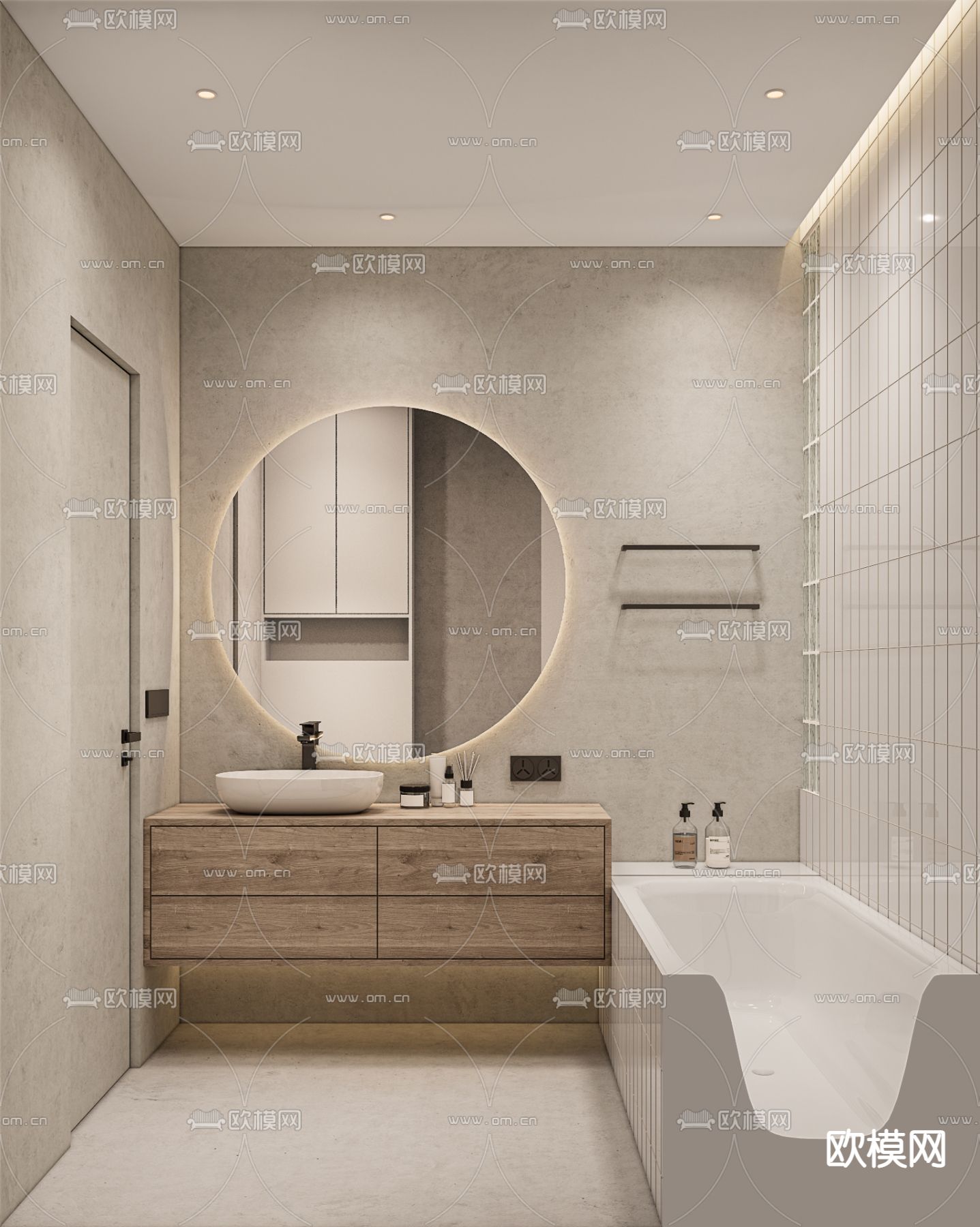 侘寂卫生间 浴室 洗手间su模型下载（渲染图1）