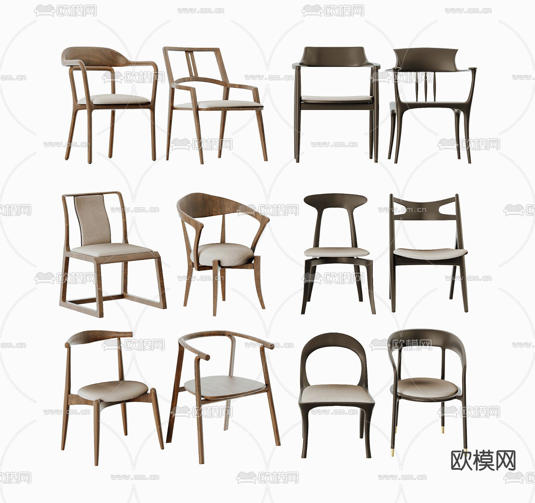 新中式椅子 圈椅 太师椅3d模型下载