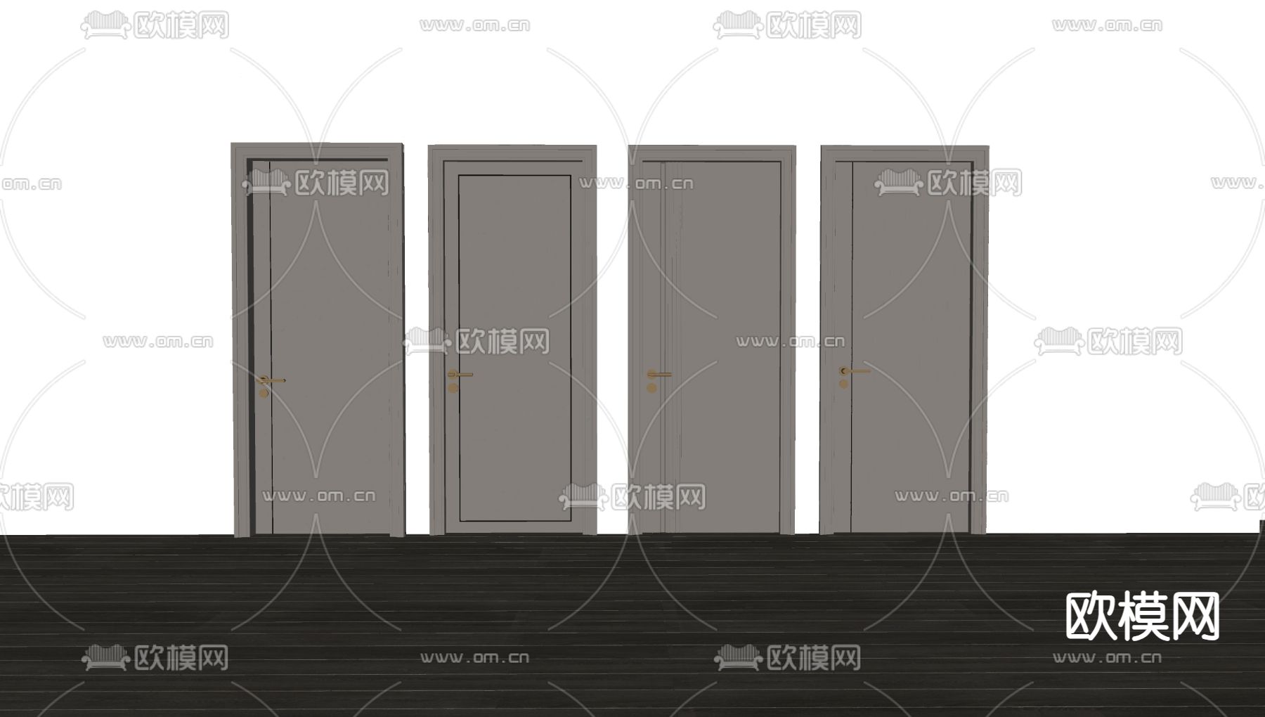 奶油风门 单开门 室内门su模型下载（渲染图1）