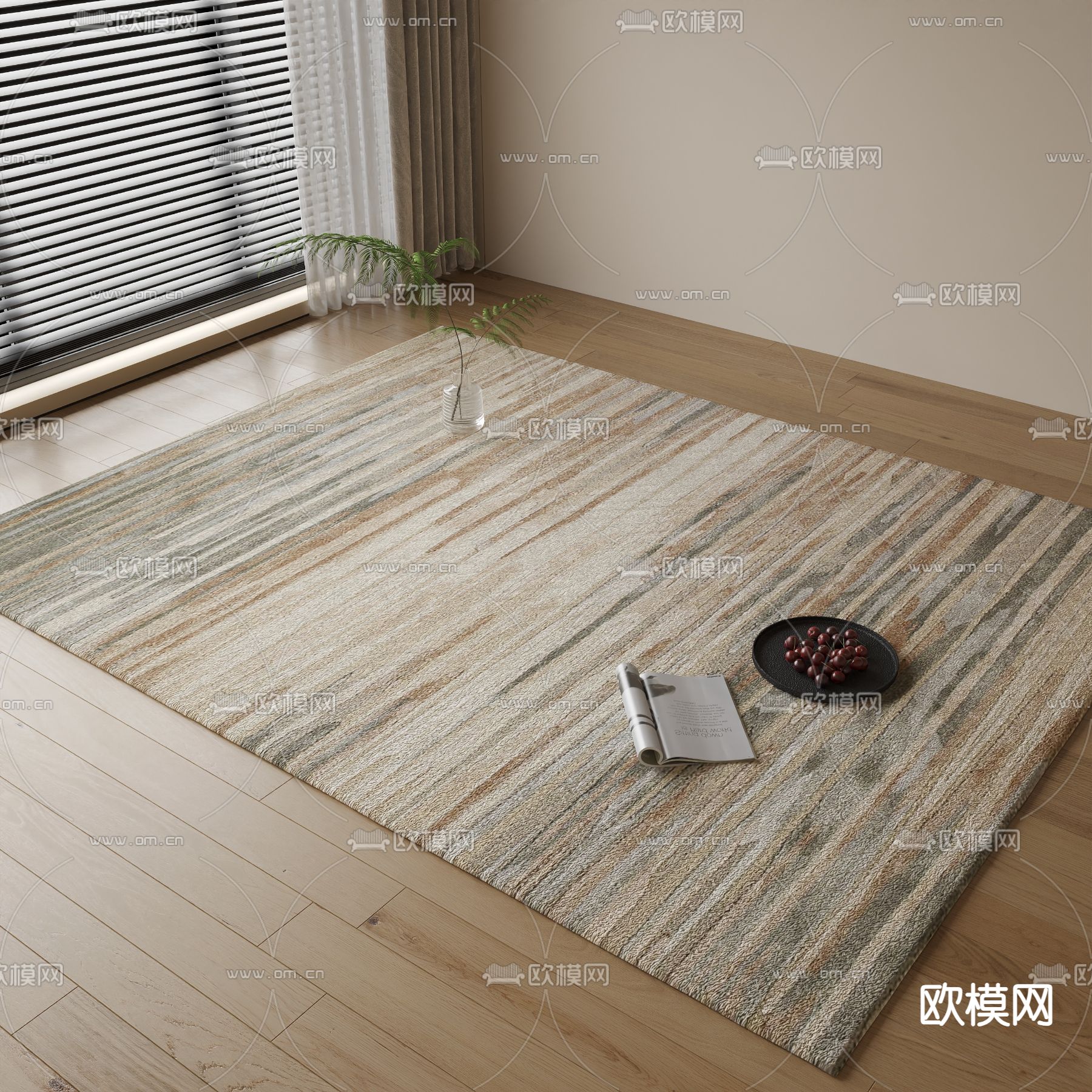 现代地毯su模型下载（渲染图2）