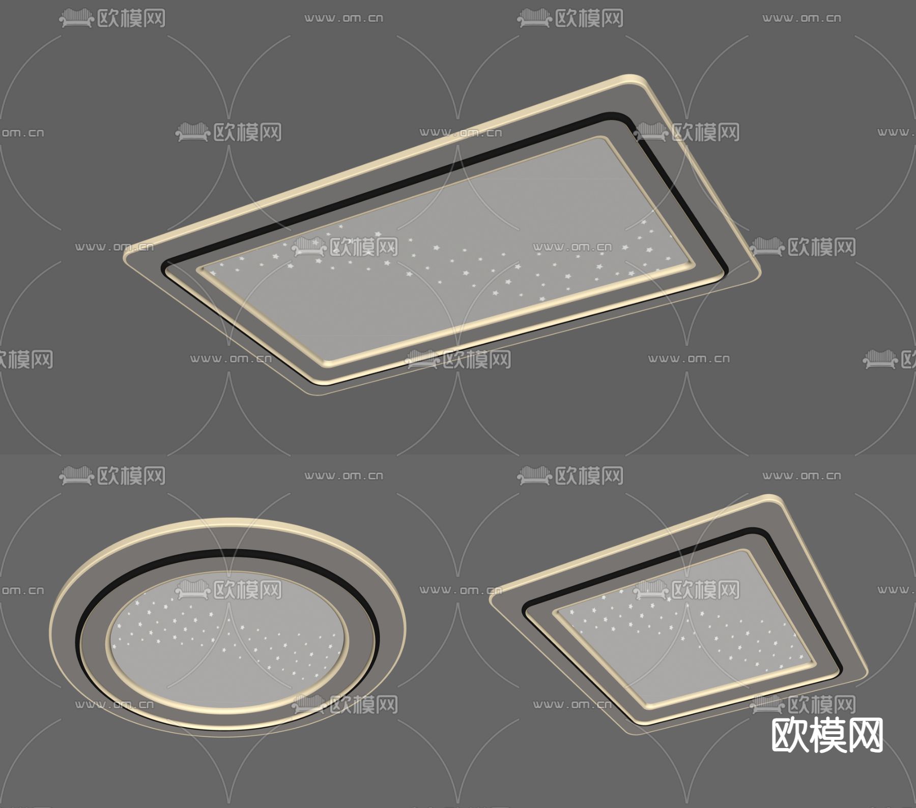 奶油风吸顶灯su模型下载（渲染图2）