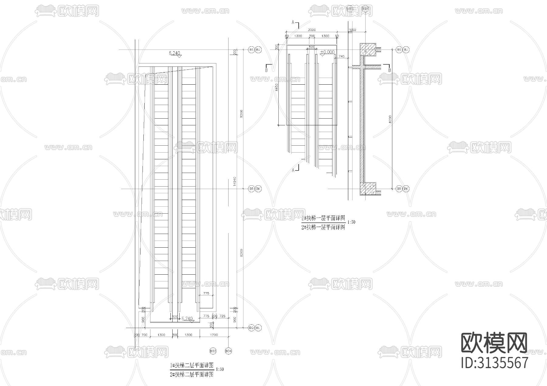 商场自动扶梯cad大样图下载（渲染图2）