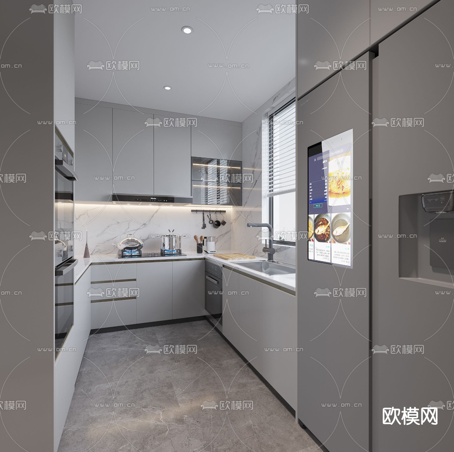 现代厨房 橱柜3d模型下载