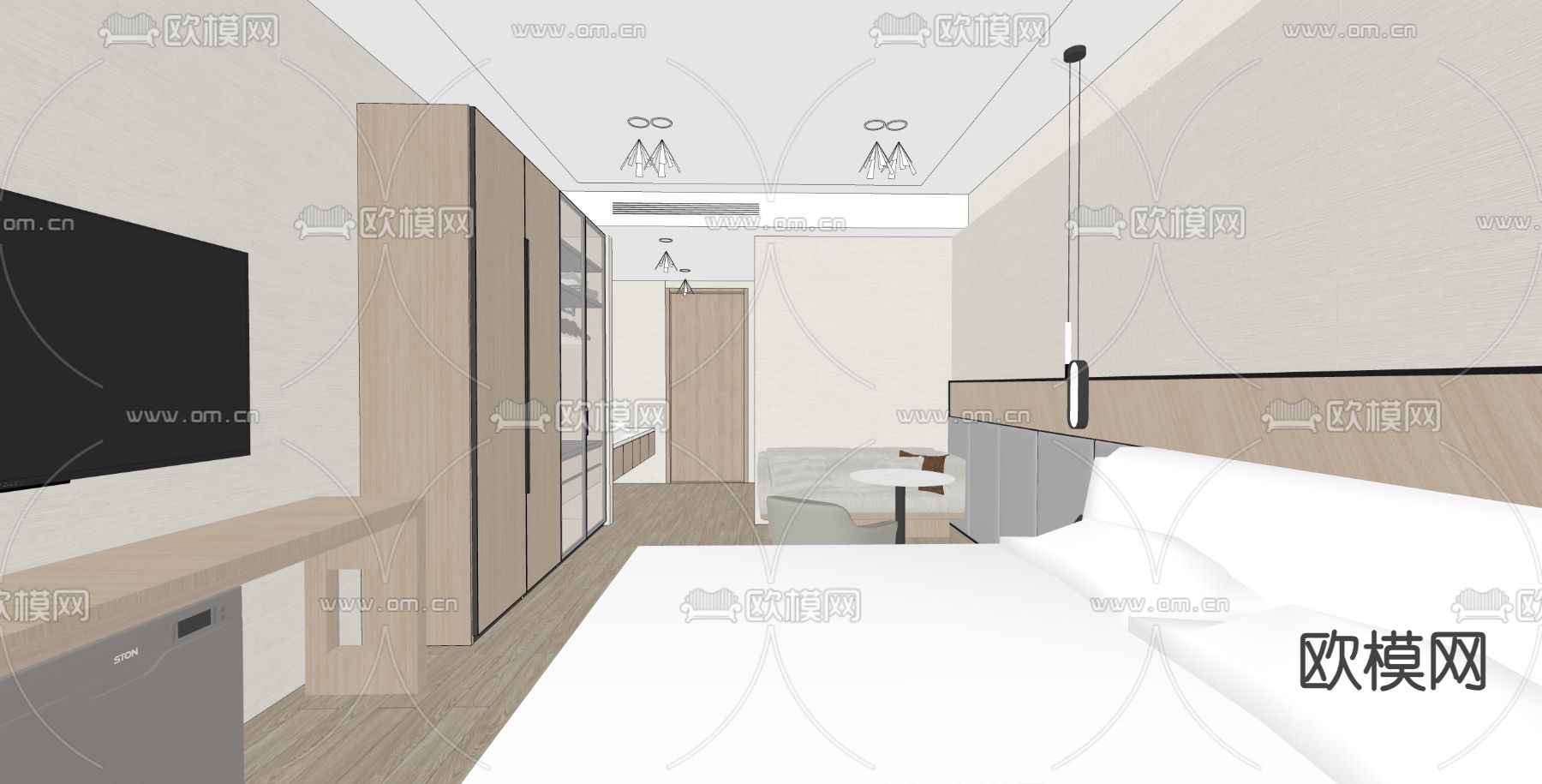 酒店宾馆 客房su模型下载（渲染图4）