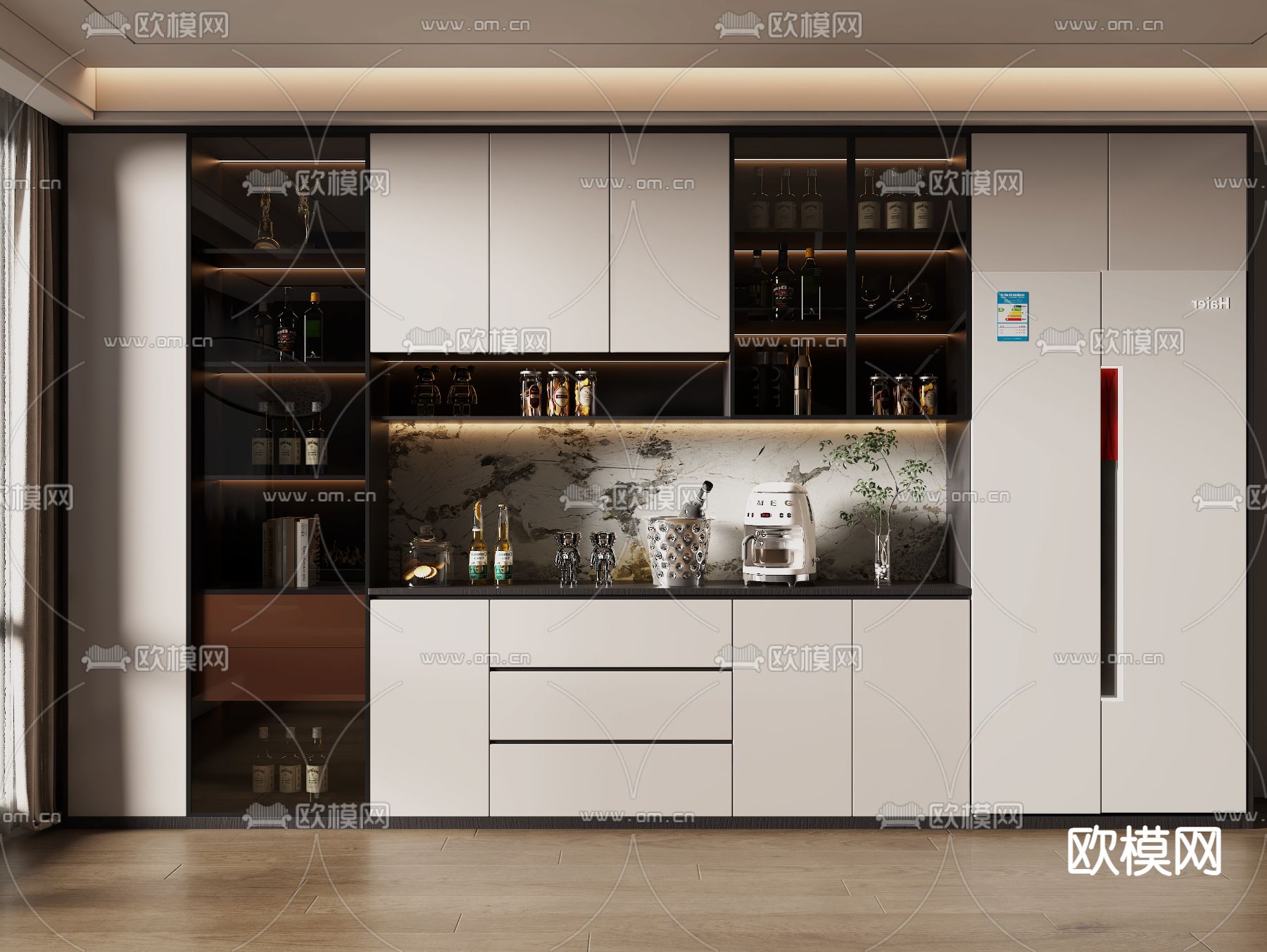 现代酒柜 餐边柜3d模型下载