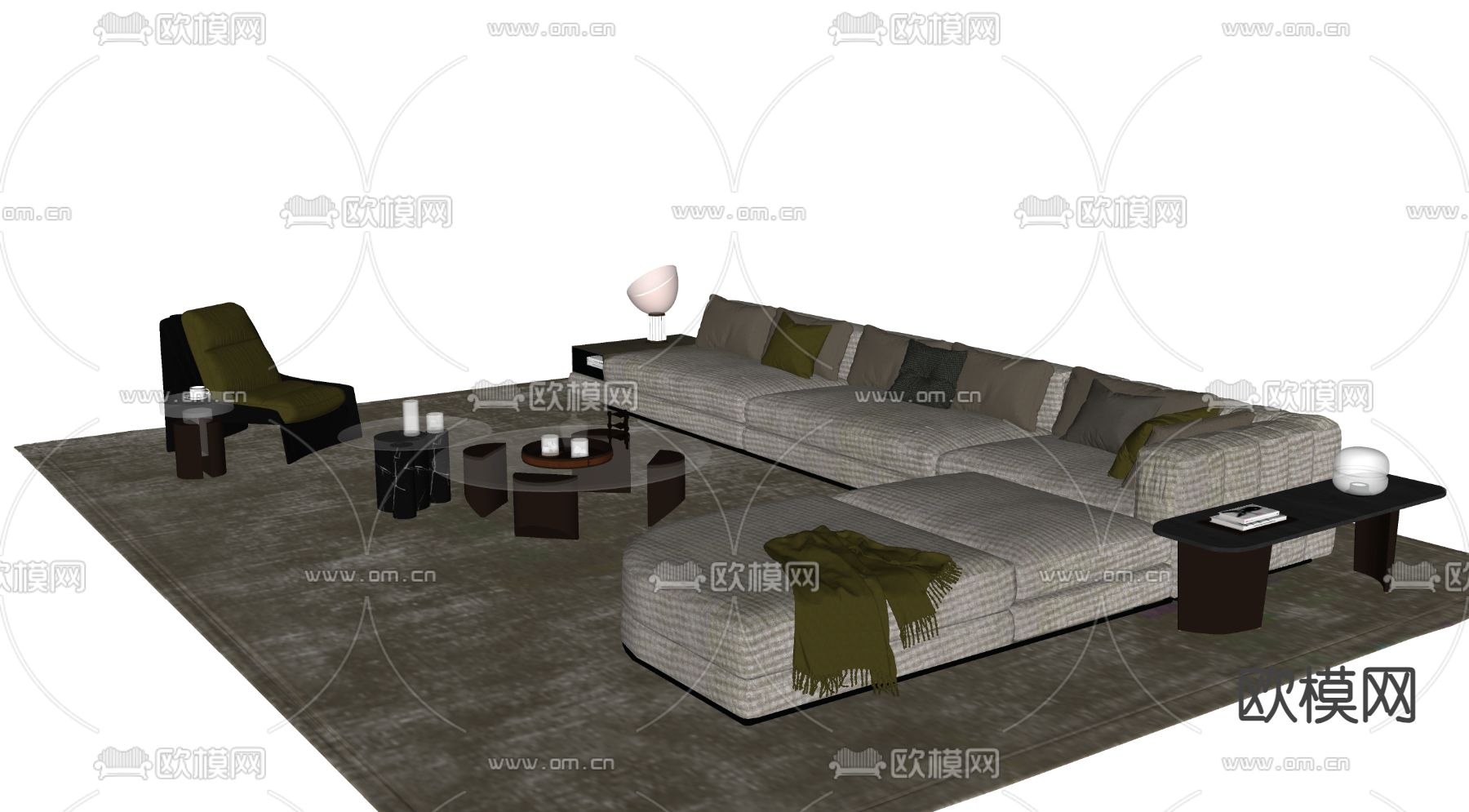 Minotti 组合沙发su模型下载（渲染图1）