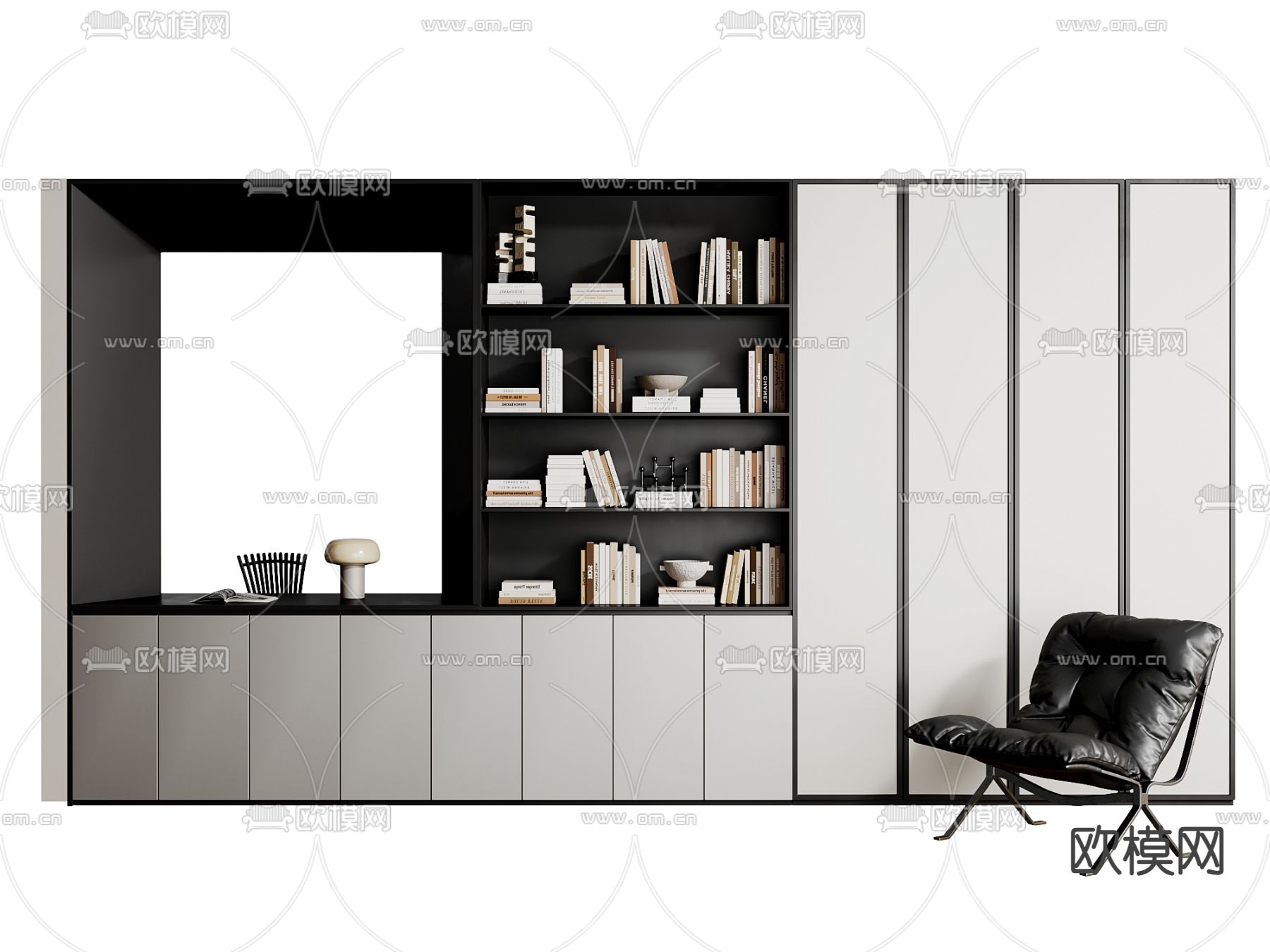 现代书柜 陈列柜3d模型下载