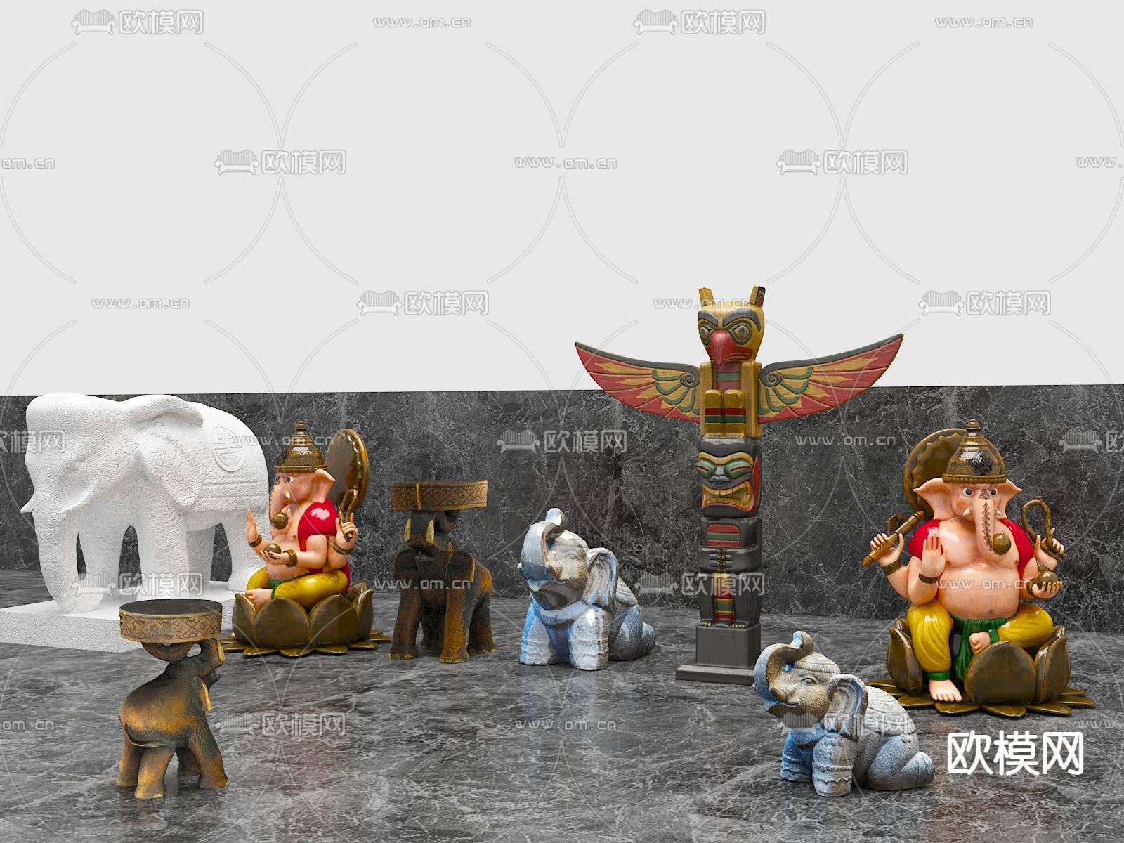 东南亚雕塑 动物雕塑 神像雕塑3d模型下载