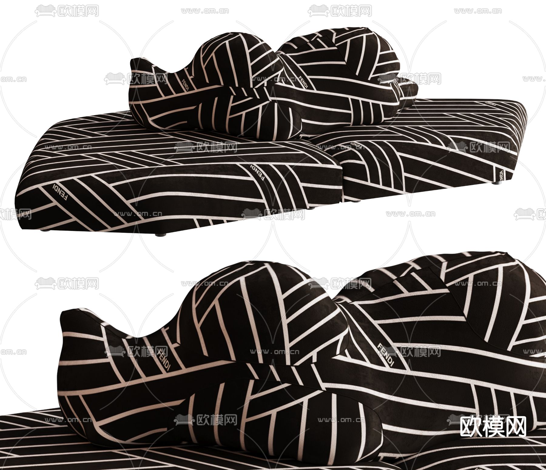 FENDI 现代异形沙发su模型下载（渲染图1）